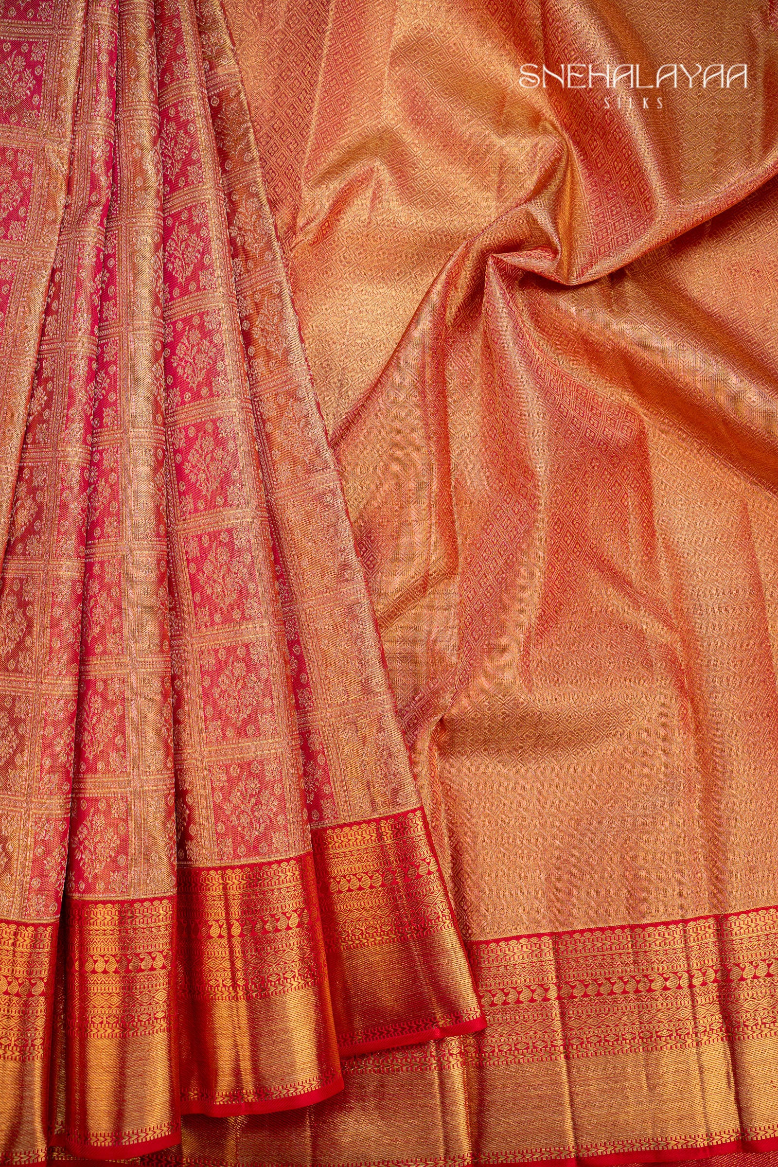 Magenta Pink Kancheevaram Tissue Silk Saree