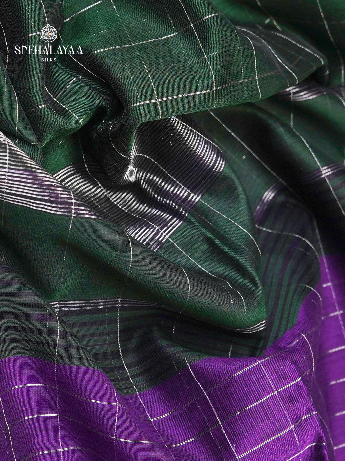 Forest Green Maheshwari Silk Cotton Saree
