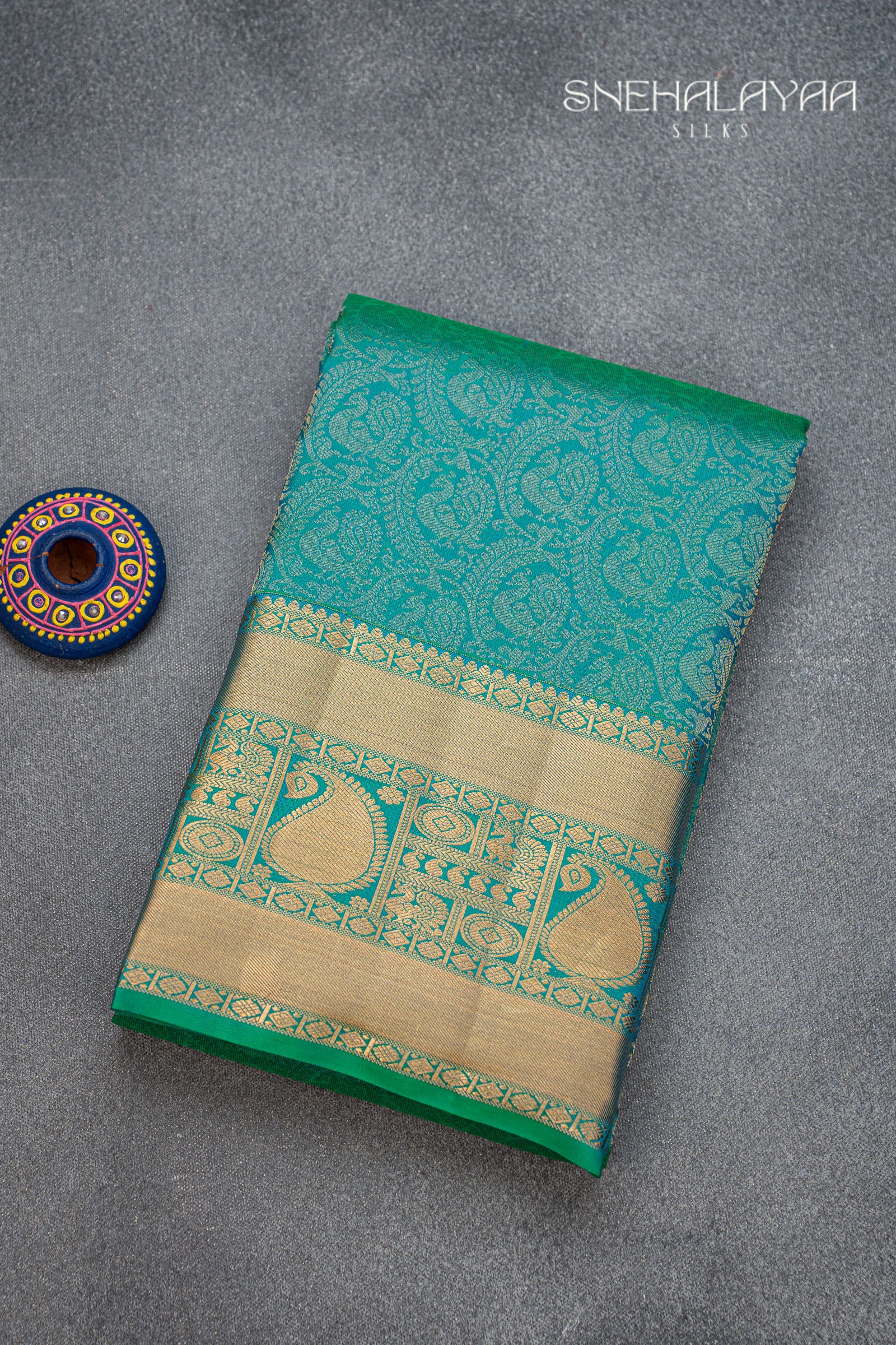 Peacock Green Kancheevaram Silk Saree