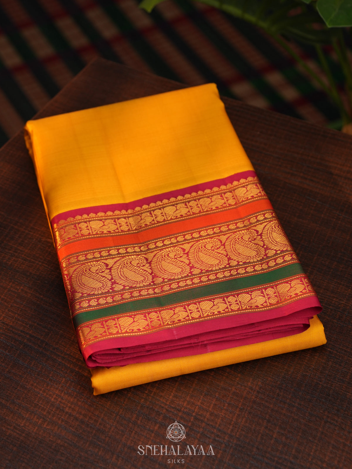 Mango Yellow Kanjivaram Silk Saree