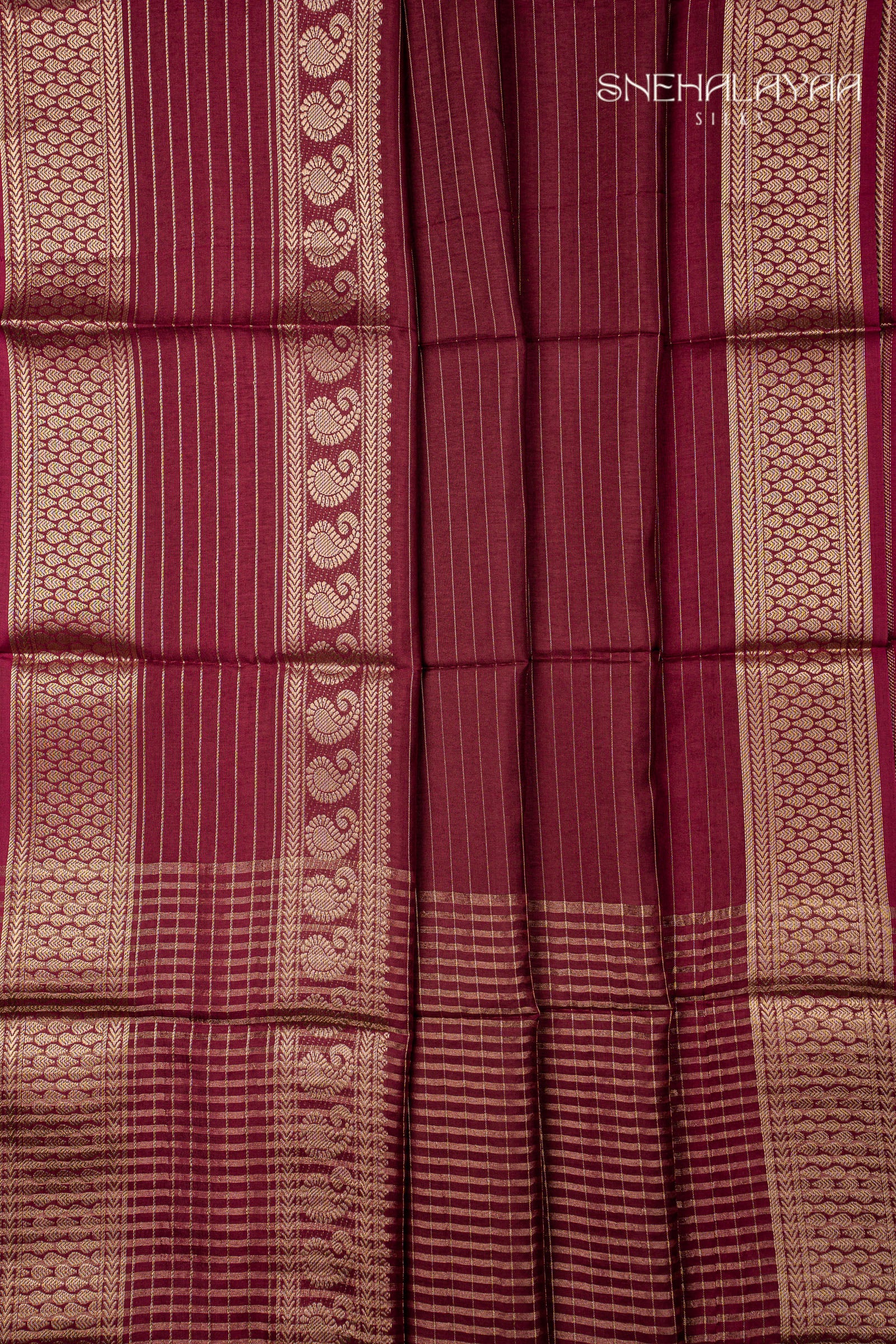 Plum Chinon Silk Saree