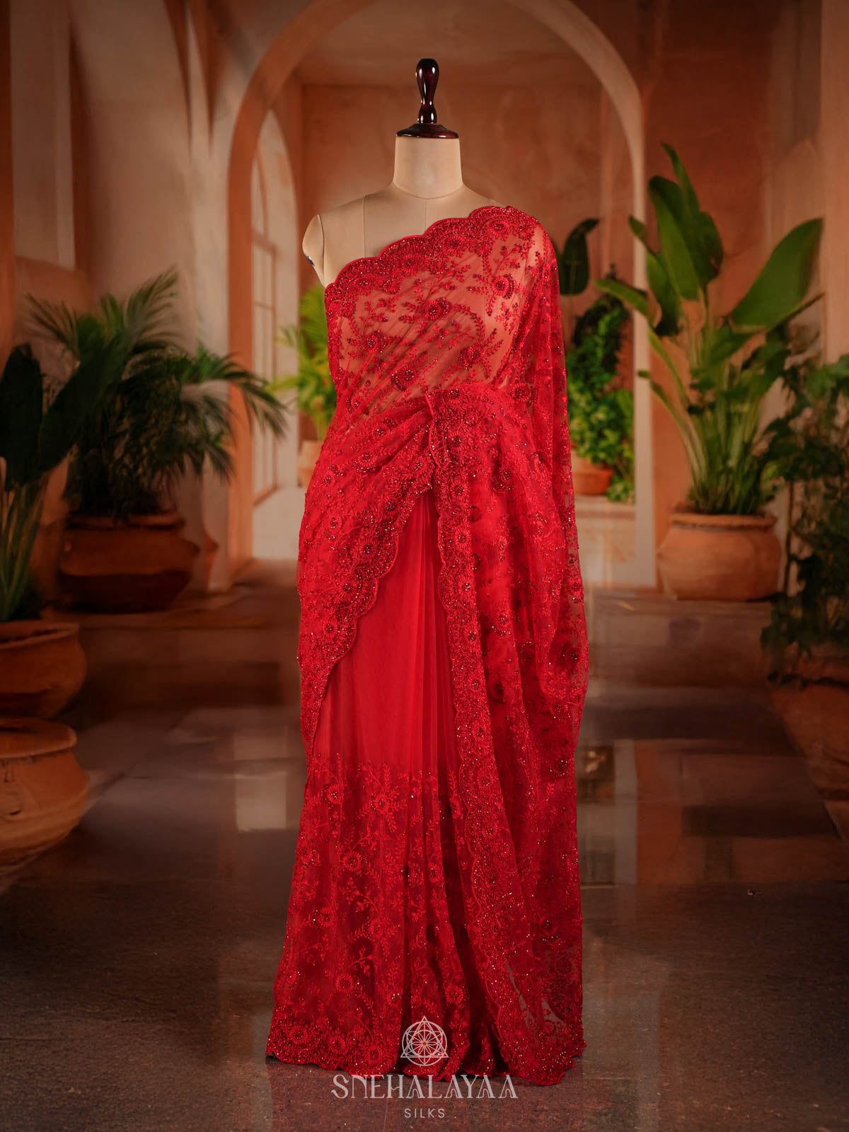 Red Designer Saree