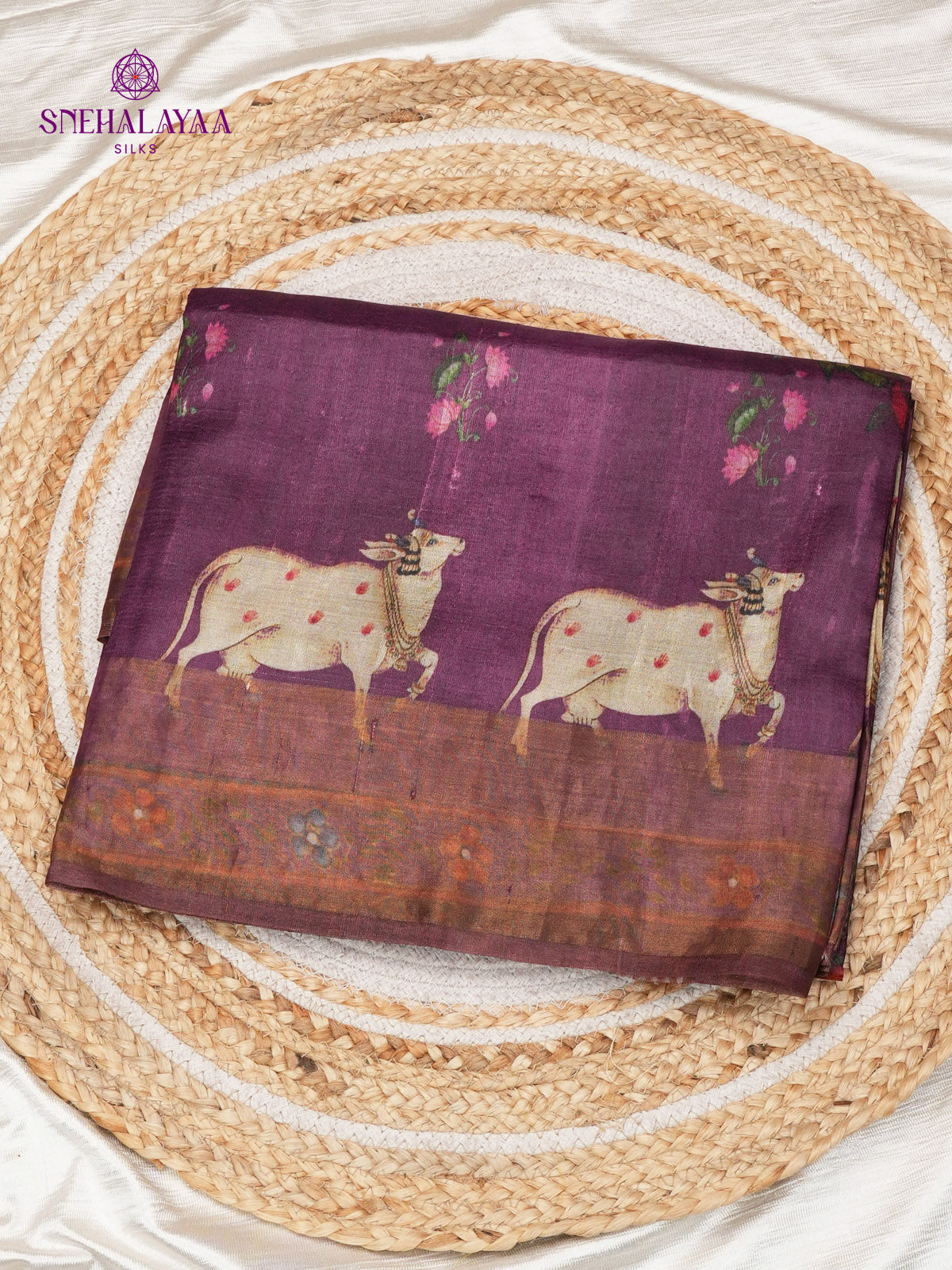 Purple Tussar Silk Saree