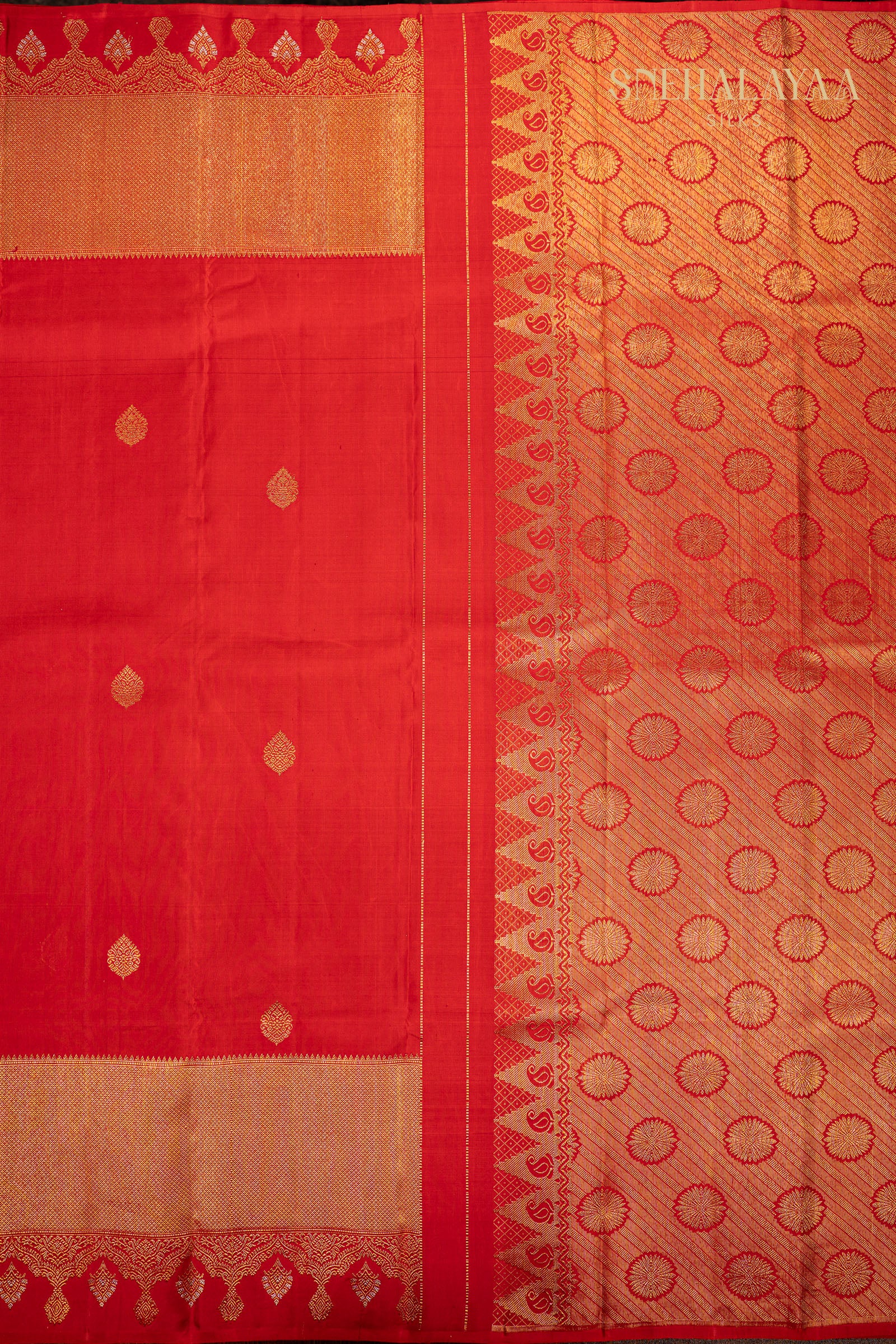 Rose Red Kancheevaram Silk Saree