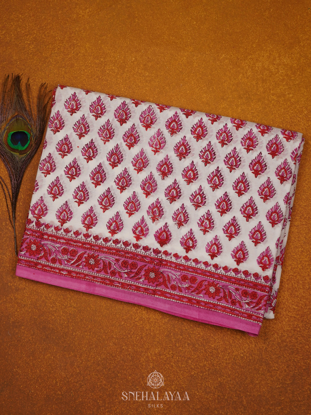 White Jaipur Cotton Saree