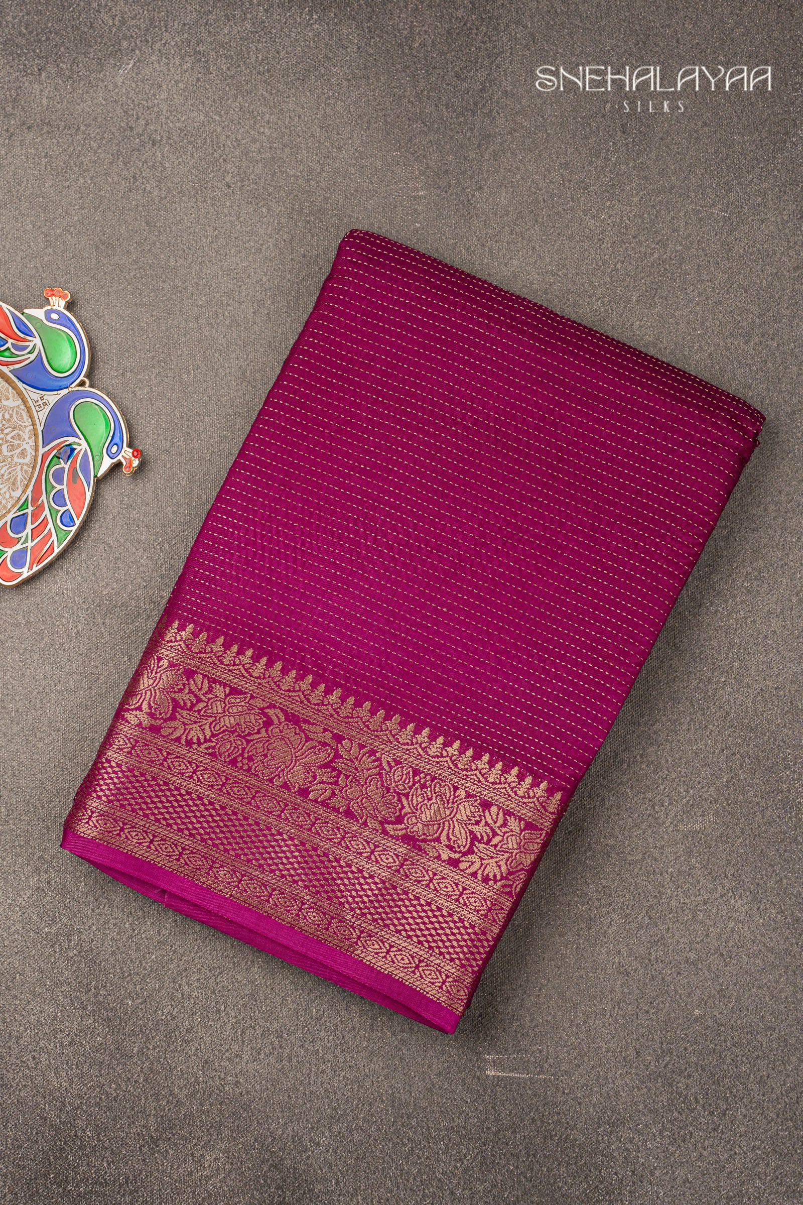 Magenta Chinon Silk Saree