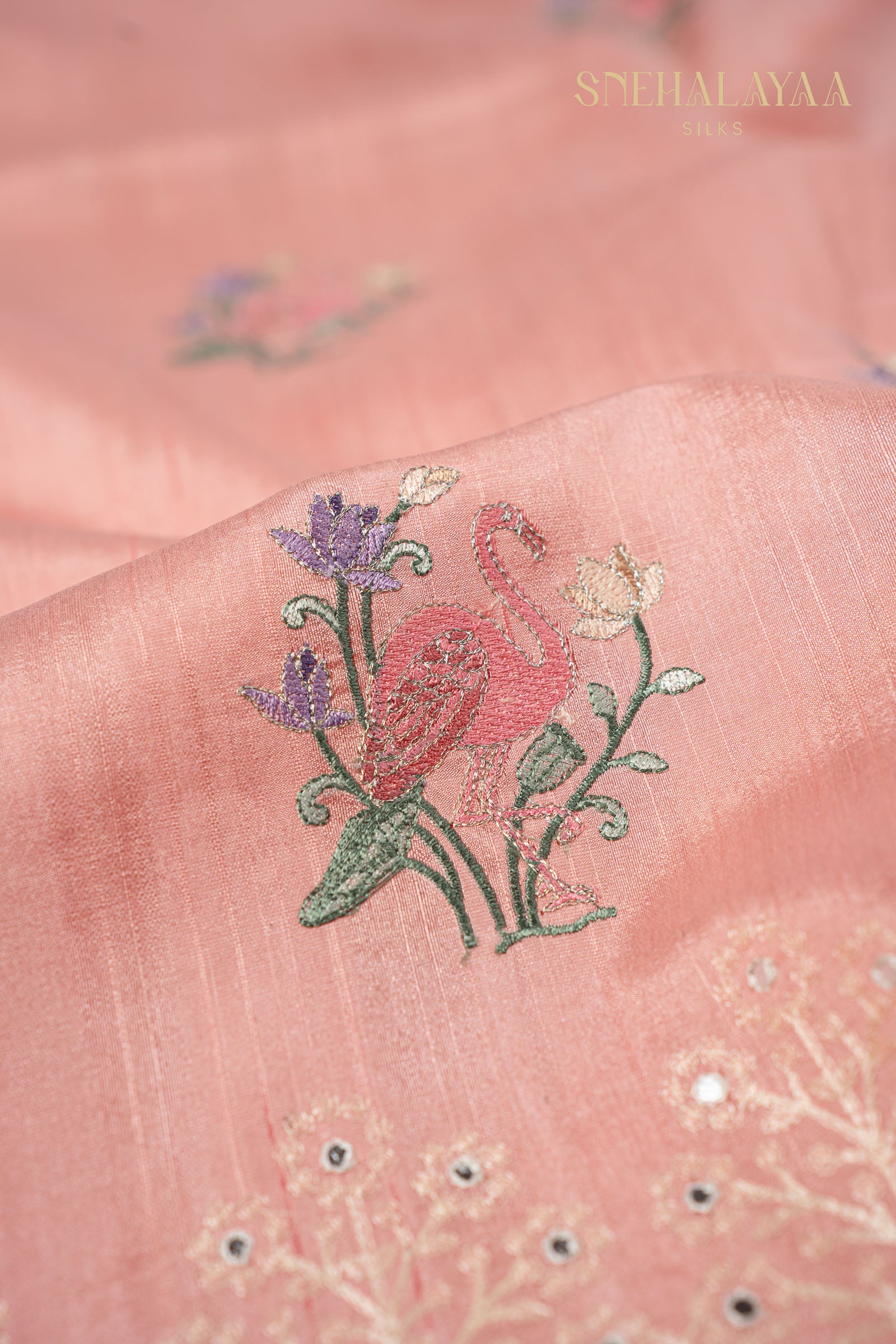 Rose Pink Raw Silk Saree