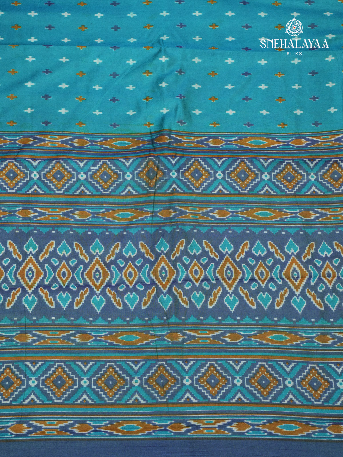 Teal Blue Ikat Saree
