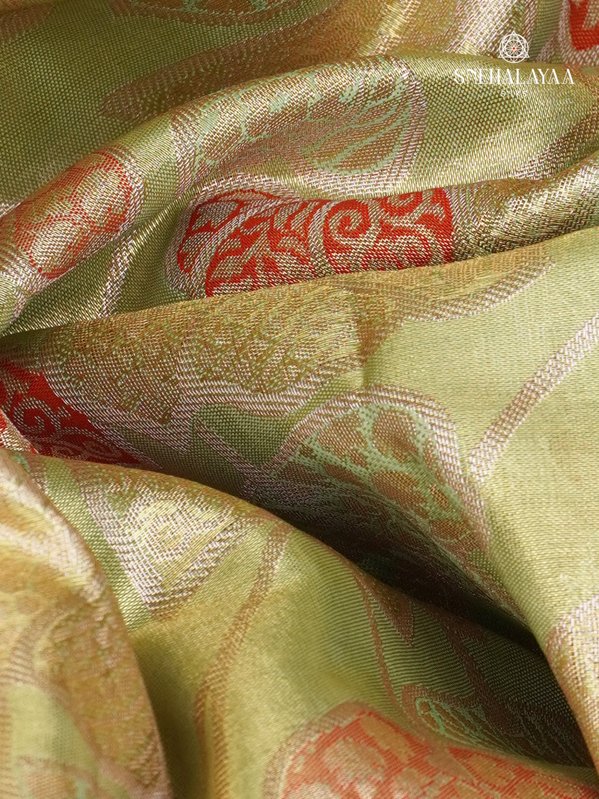 Olive Green Art Silk Saree