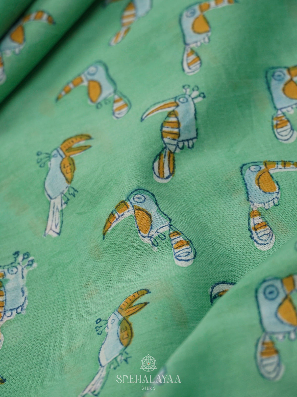 Mint Green Jaipur Cotton Saree