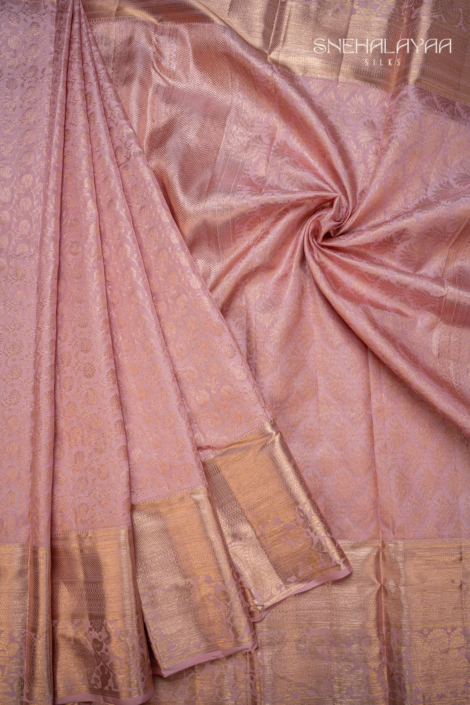 Flamingo Pink Kancheevaram Silk Saree