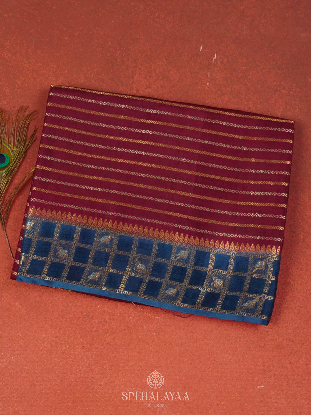 Wine Red Banaras Silk Saree