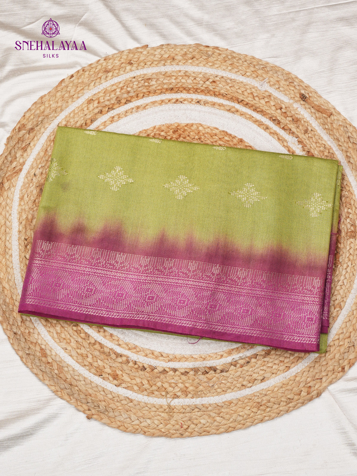 Olive Green Bamboo Silk Saree