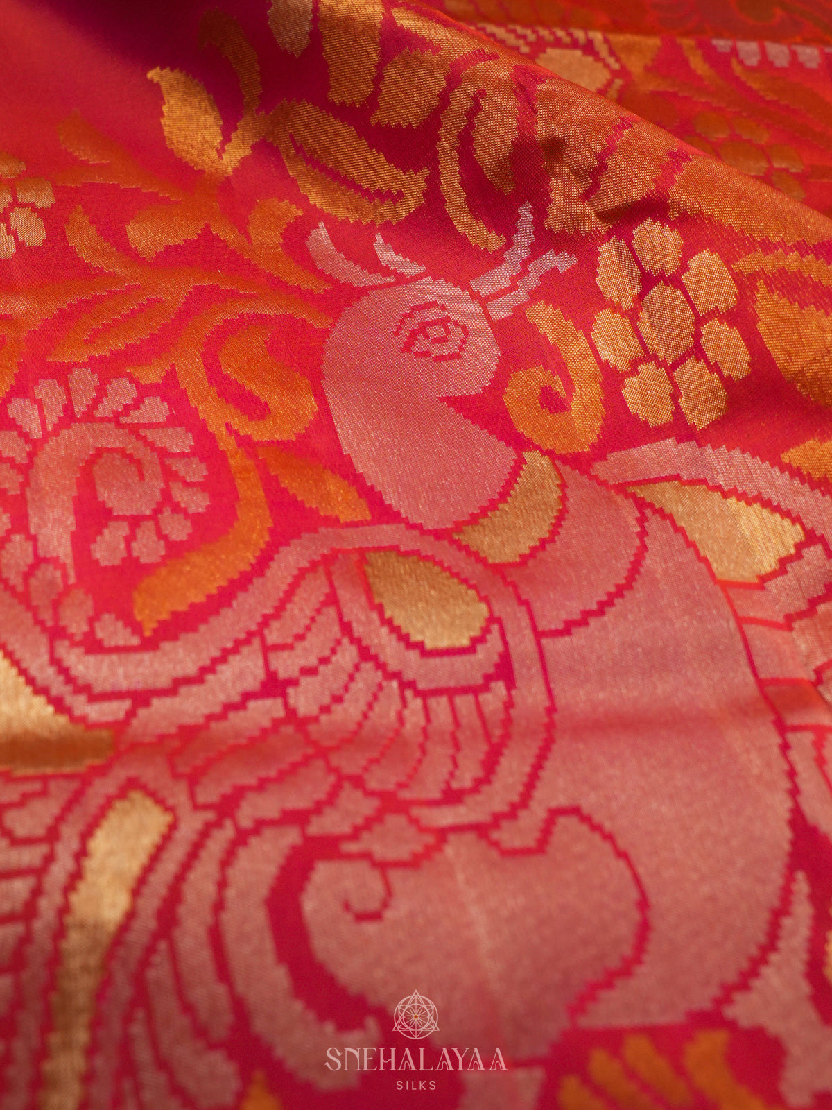 Ruby Red Kanjivaram Silk Saree