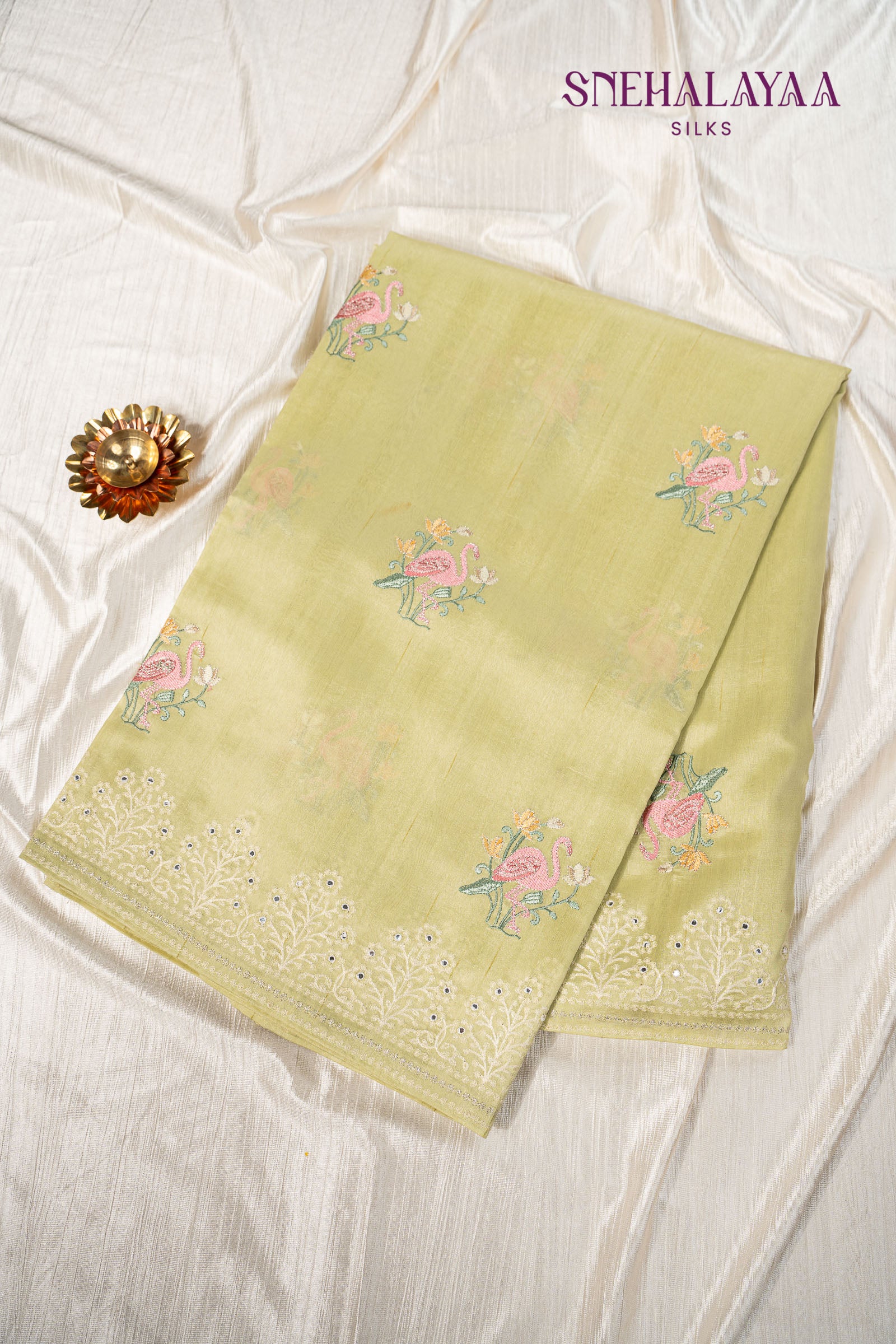 Pistachio Green Raw Silk Saree
