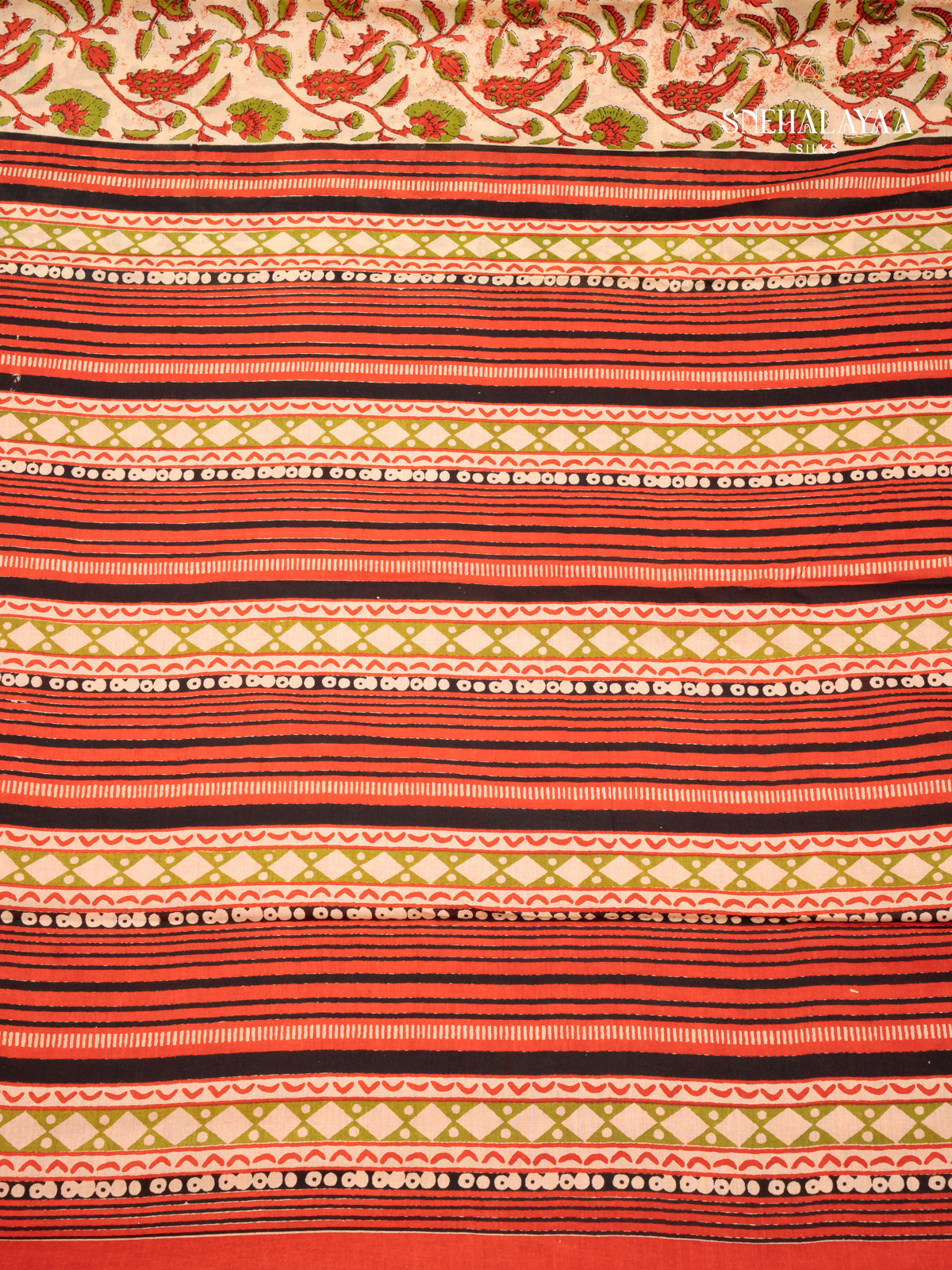 Cream Jaipur Cotton Saree