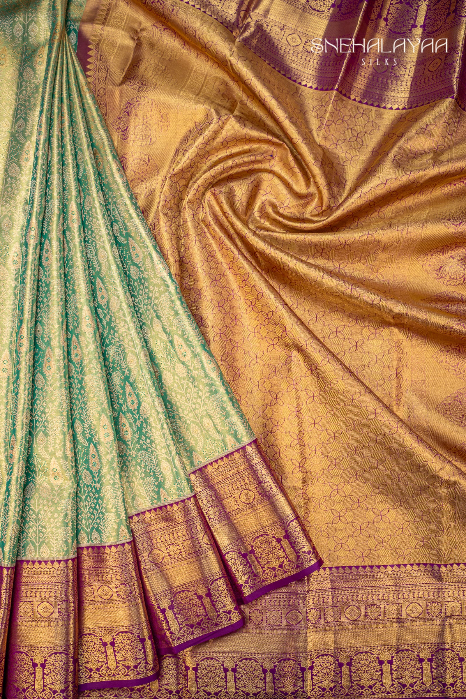 Fern Green Tissue Kancheevaram Silk Saree