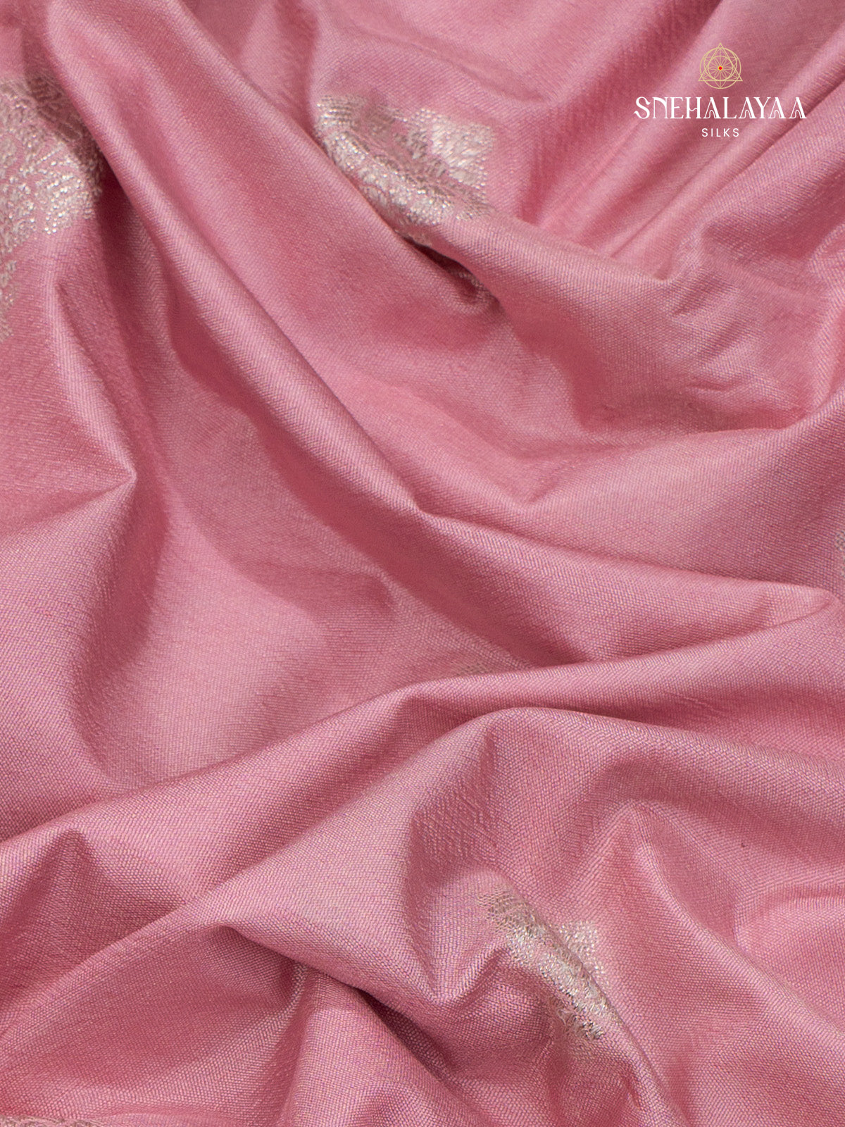 Pale Pink Satin Banaras Saree
