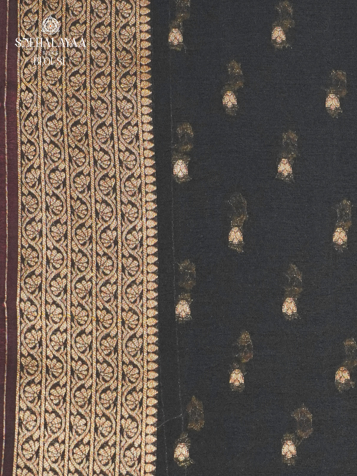 Black Banaras Crepe Silk Saree