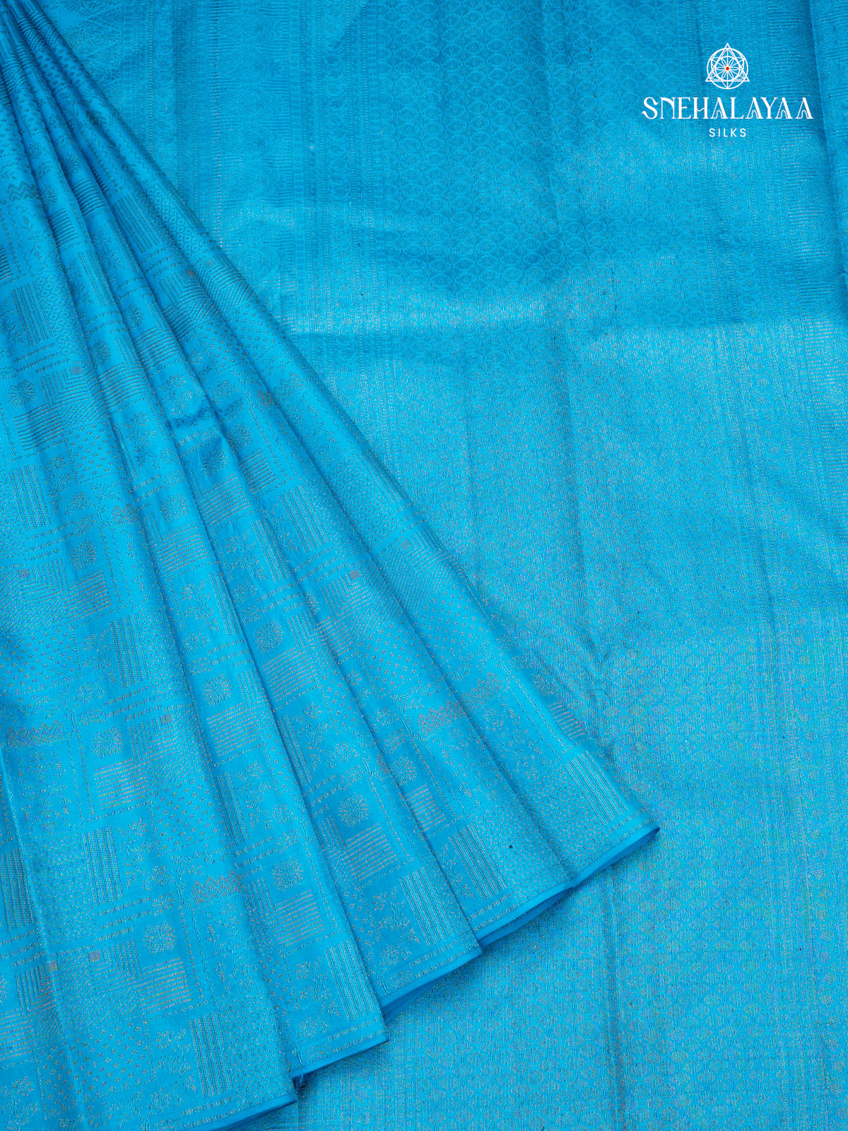 Cyan Blue Kanjivaram Silk Saree
