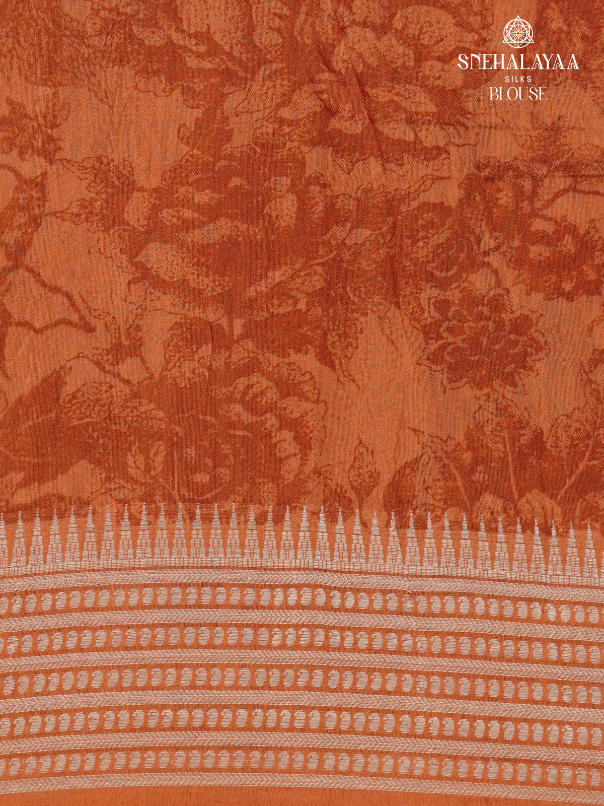 Brown With Orange Chanderi Saree