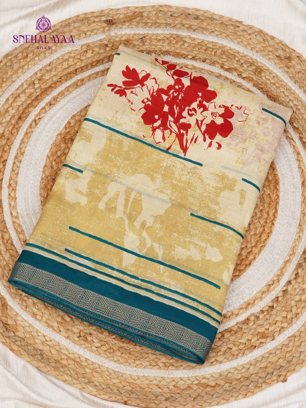 Cream Dola Silk Saree