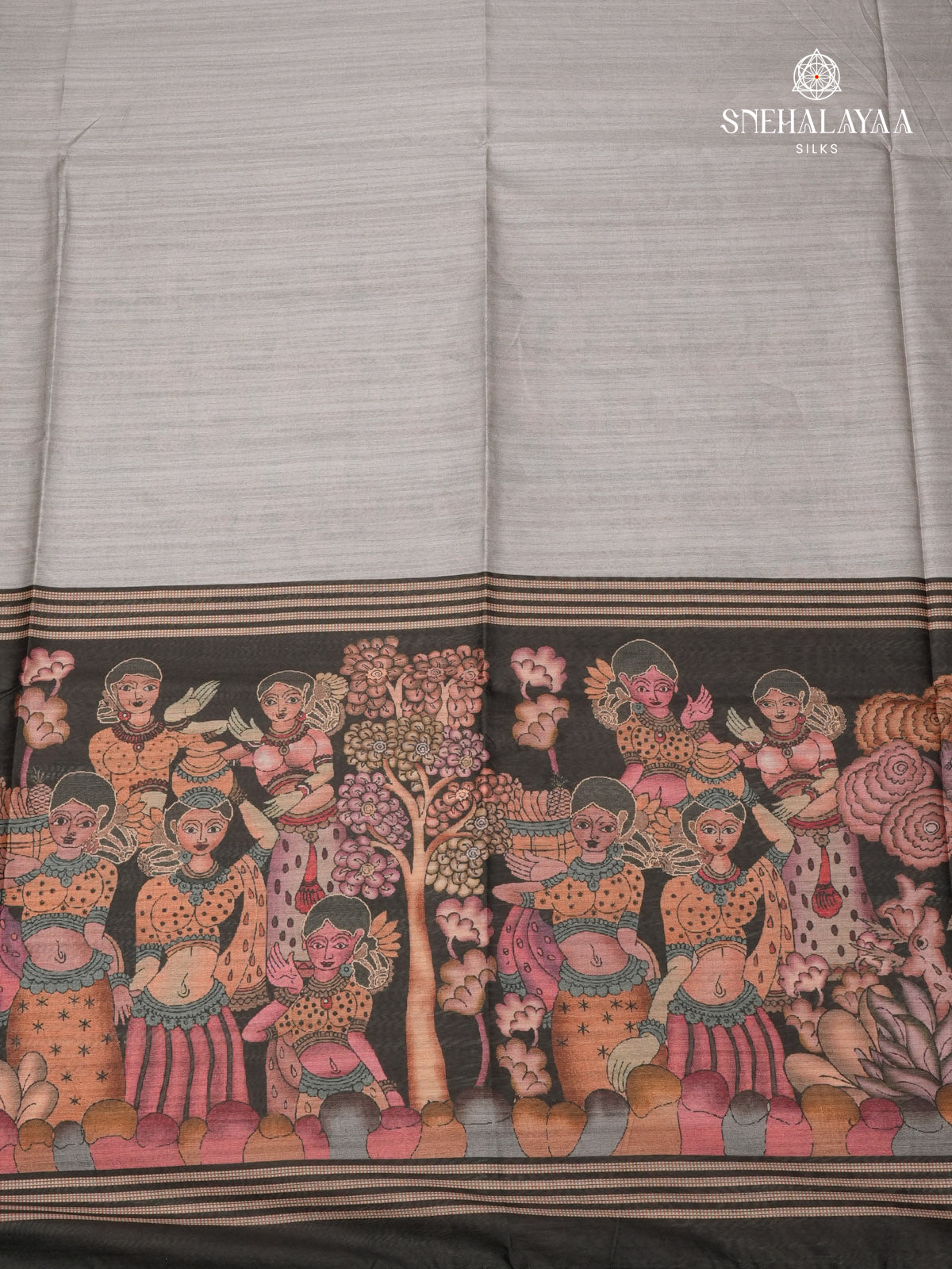 Grey Kalamkari Tussar Saree