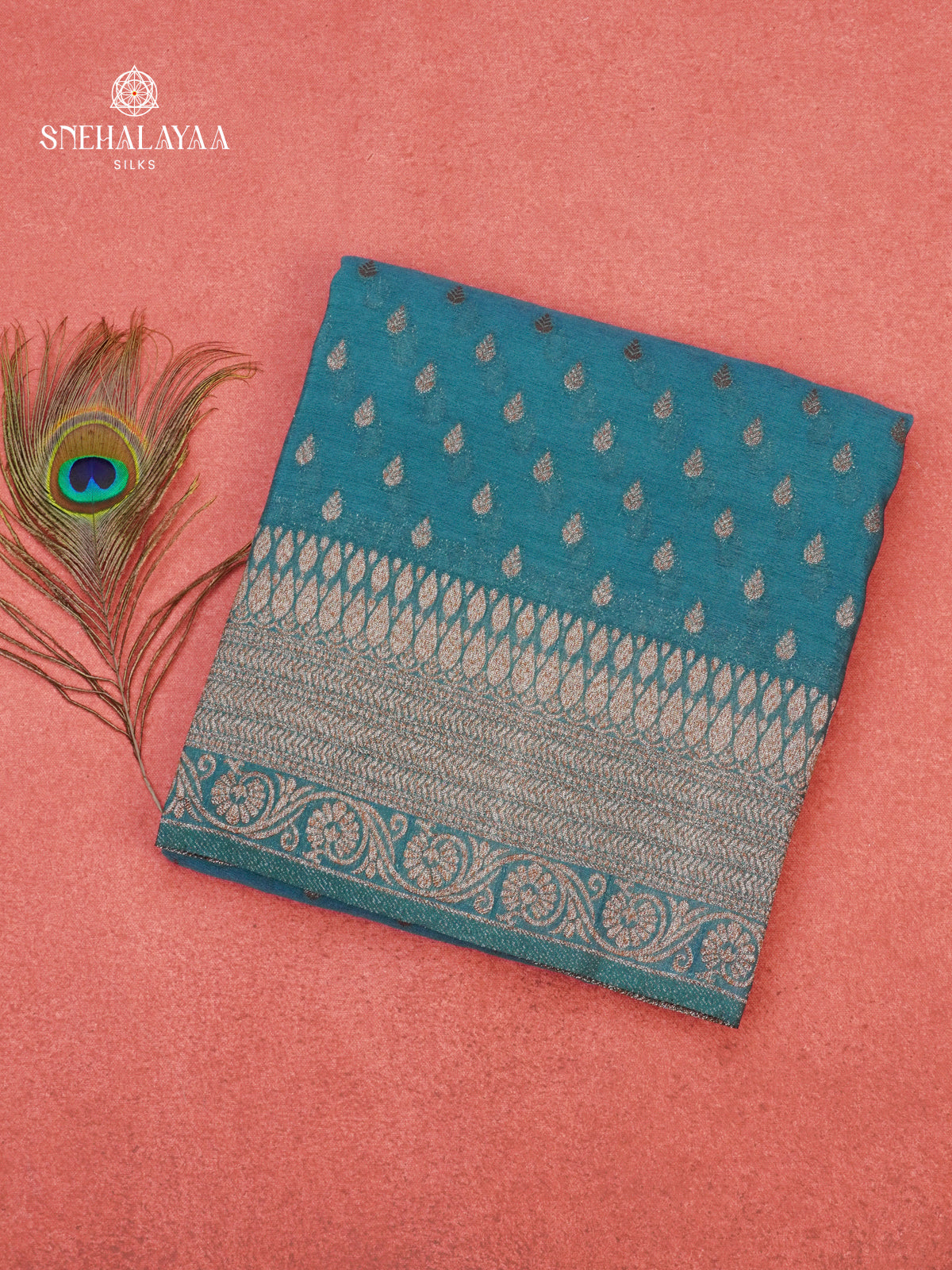 Sky Blue Banaras Crepe Silk Saree