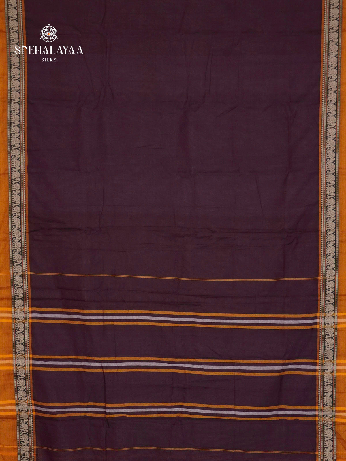 Plum Brown Narayanpet Cotton Saree without Blouse