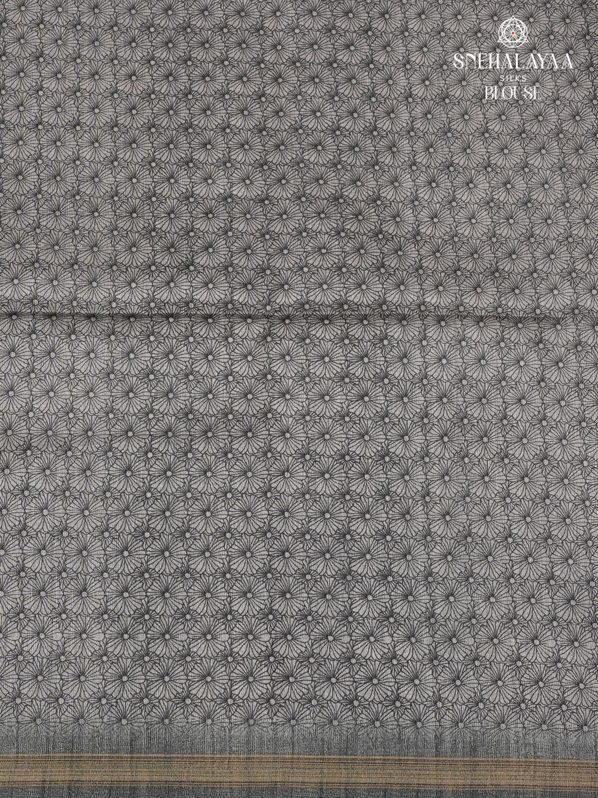 Grey Floral Printed Tussar Saree