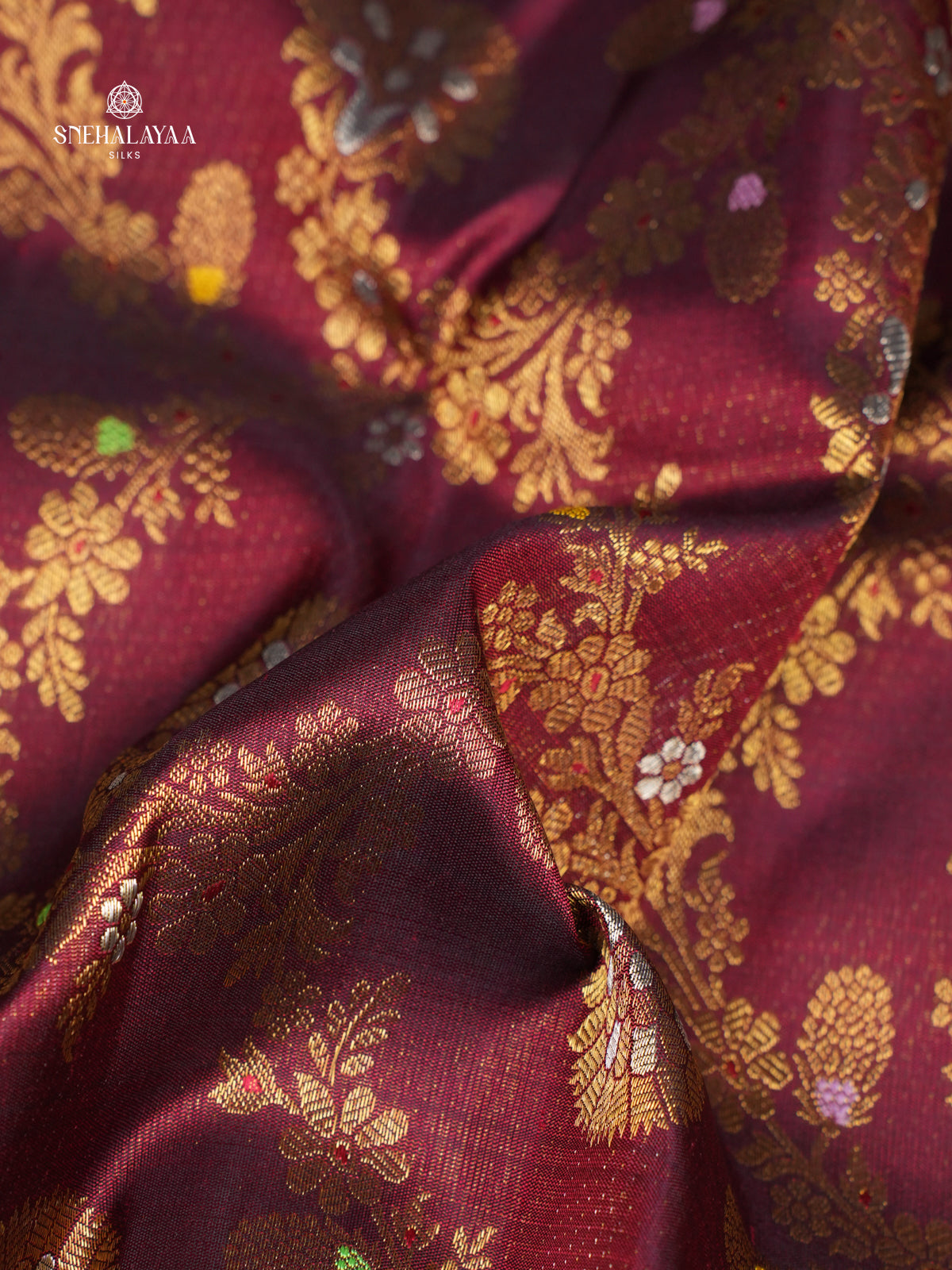 Burgundy Kanjivaram Silk Saree