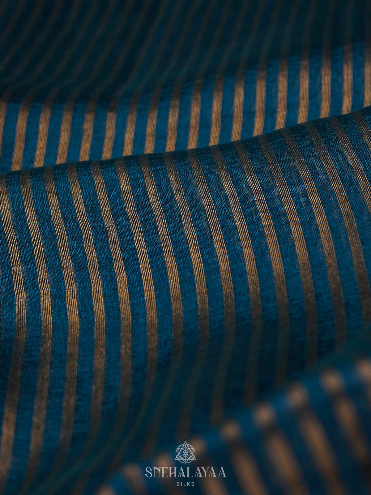 Peacock Blue Banaras Kora Silk Saree