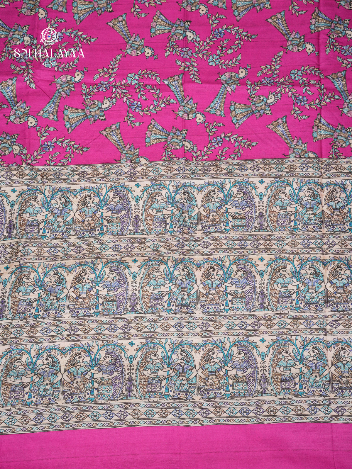 Pink Madhubani Printed Saree