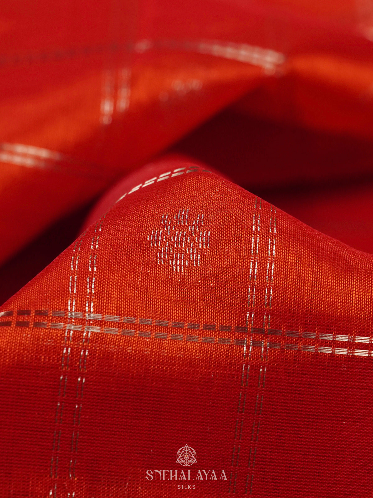 Orange Mangalagiri Kuppadam Silk Saree