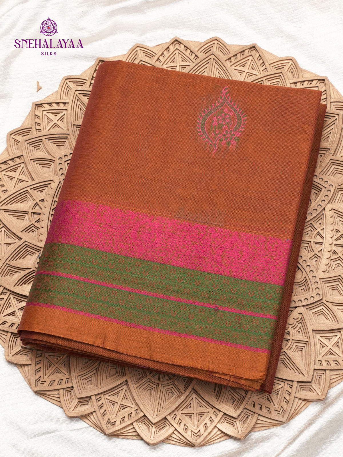 Brown Handloom Cotton Saree