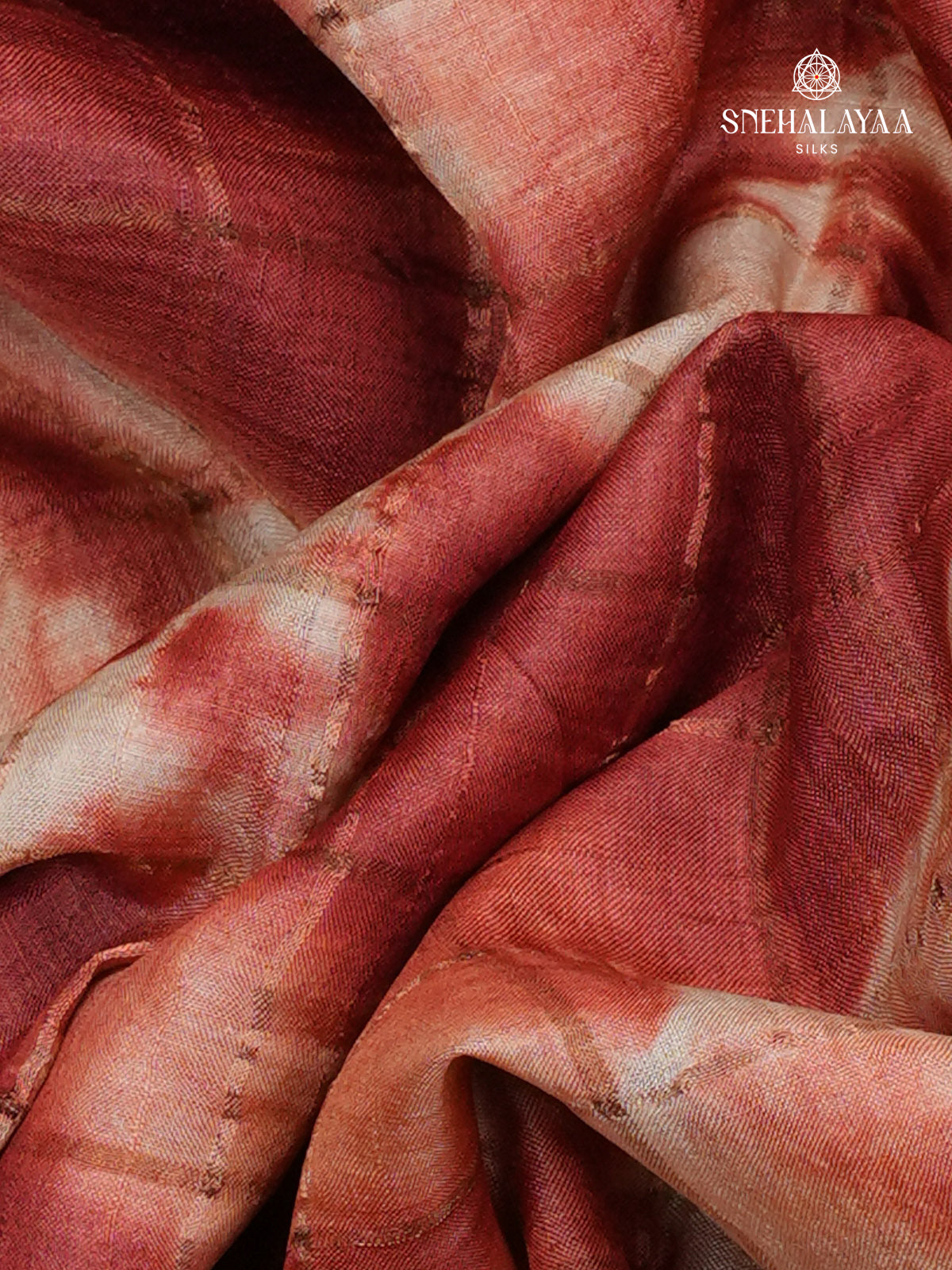 Rust Orange Tussar Silk Saree