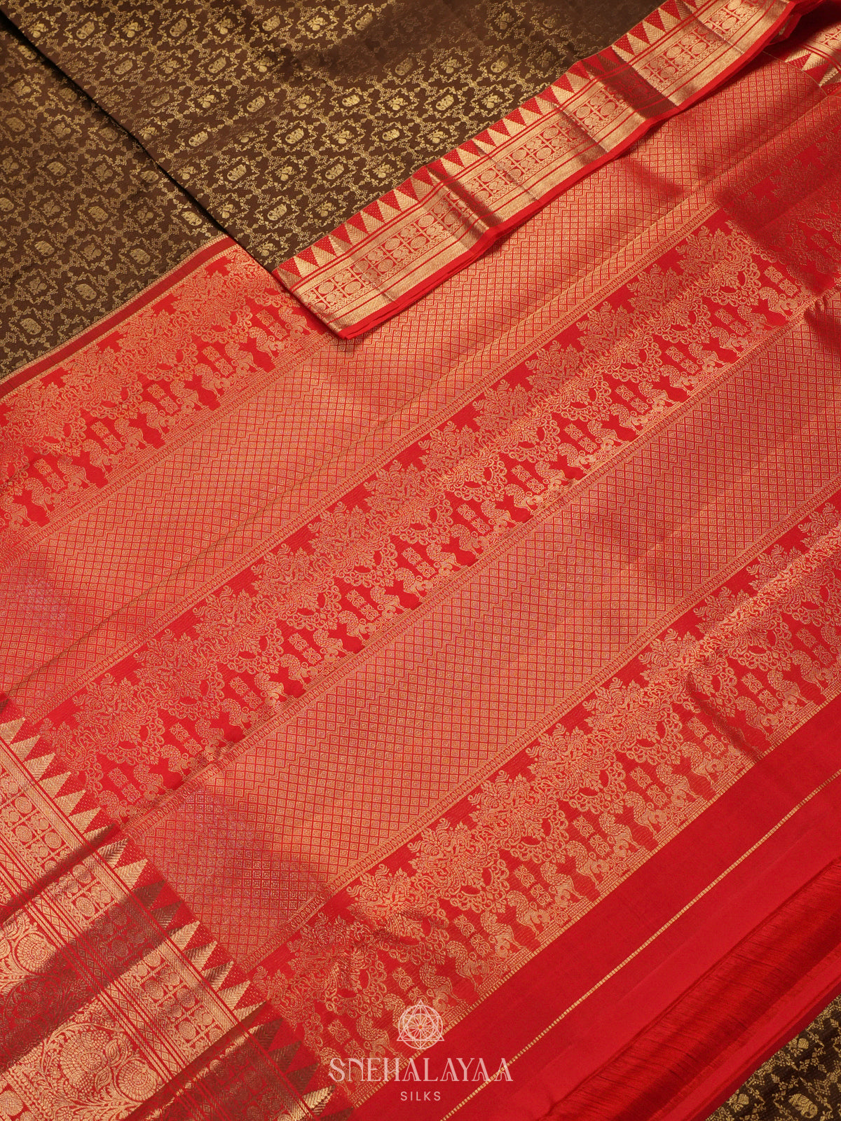 Brown Kanjivaram Silk Saree