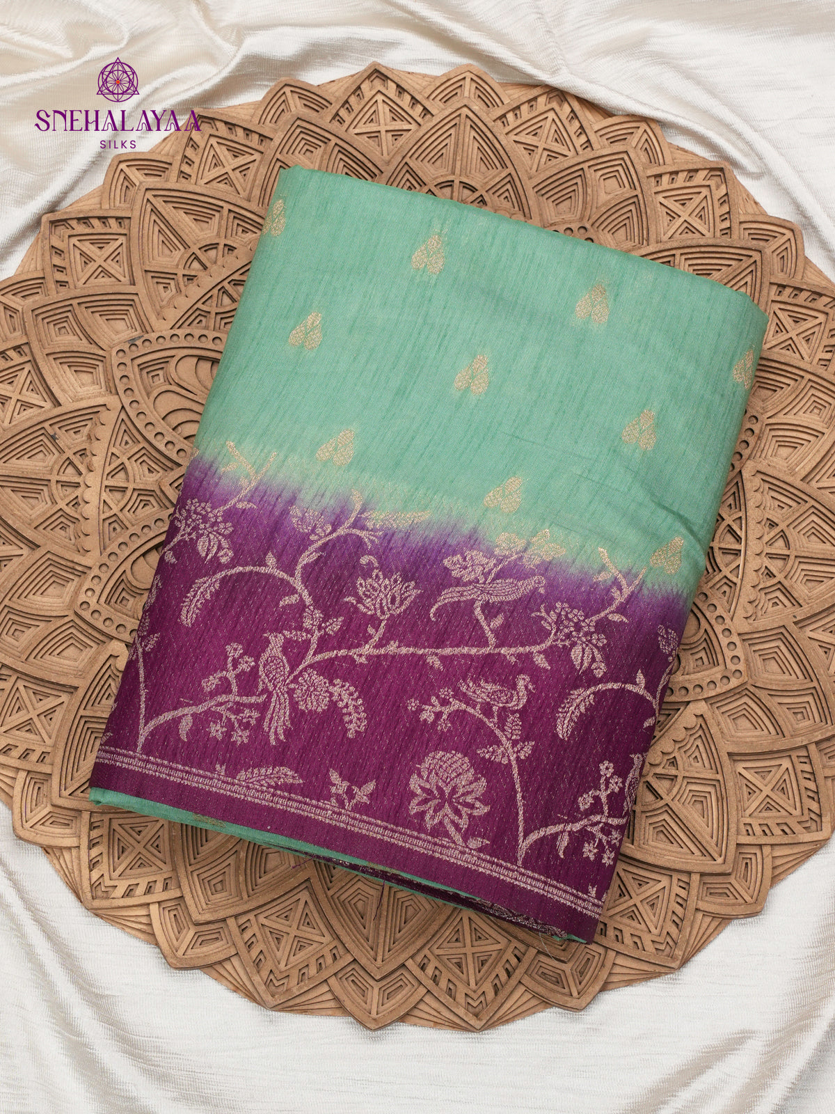 Teal Green Banaras Dola Silk Saree