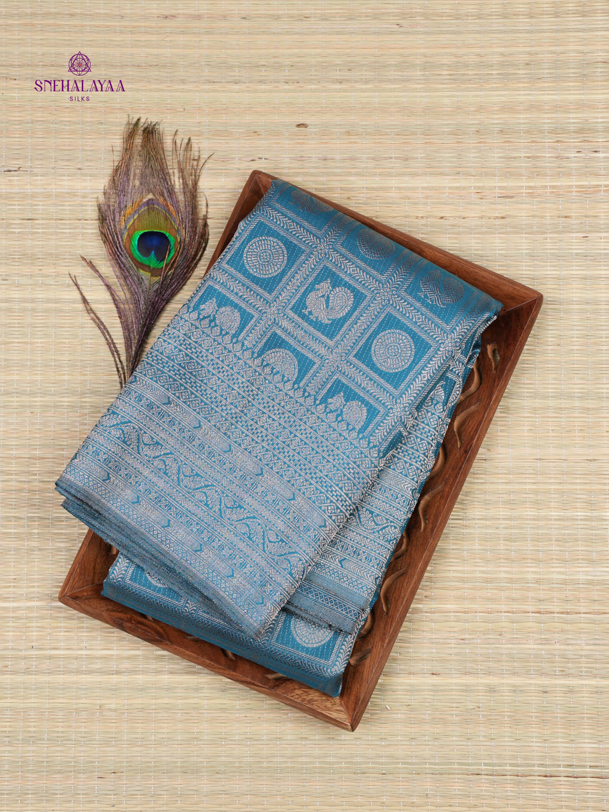 Peacock Blue Kanjivaram Silk Saree