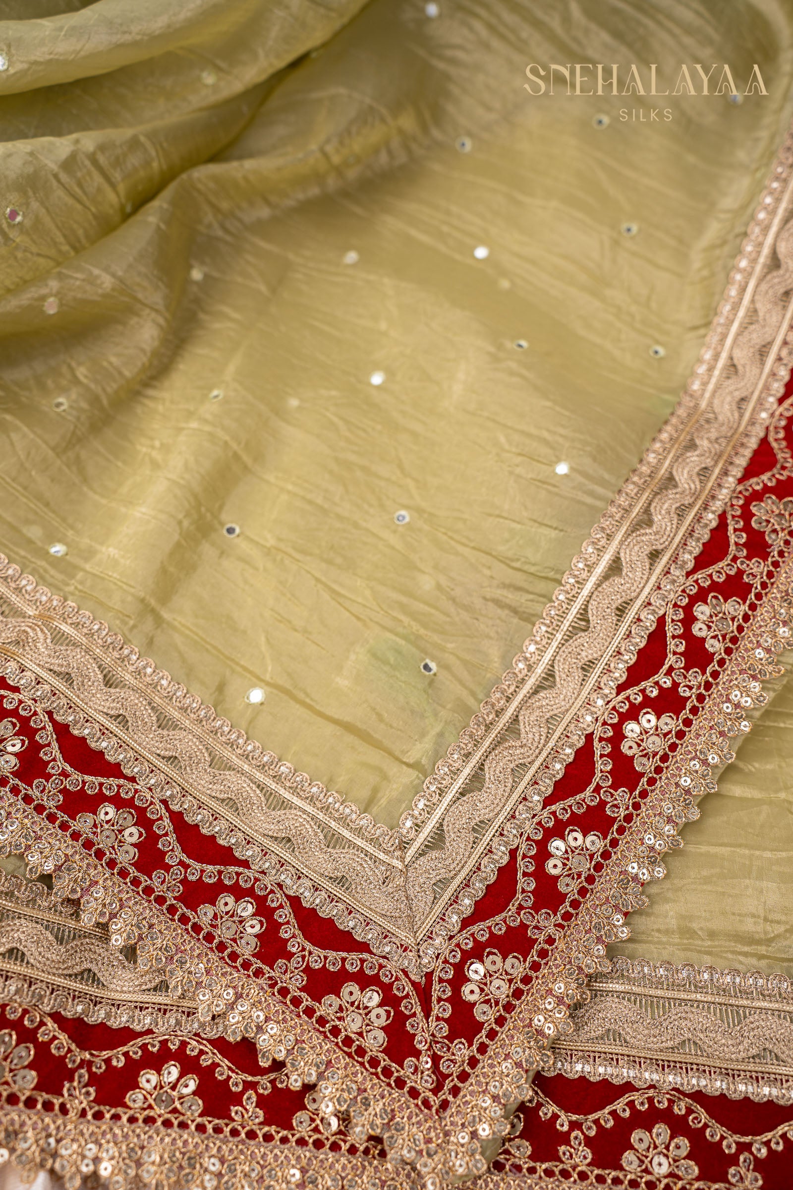 Olive Green Designer Saree