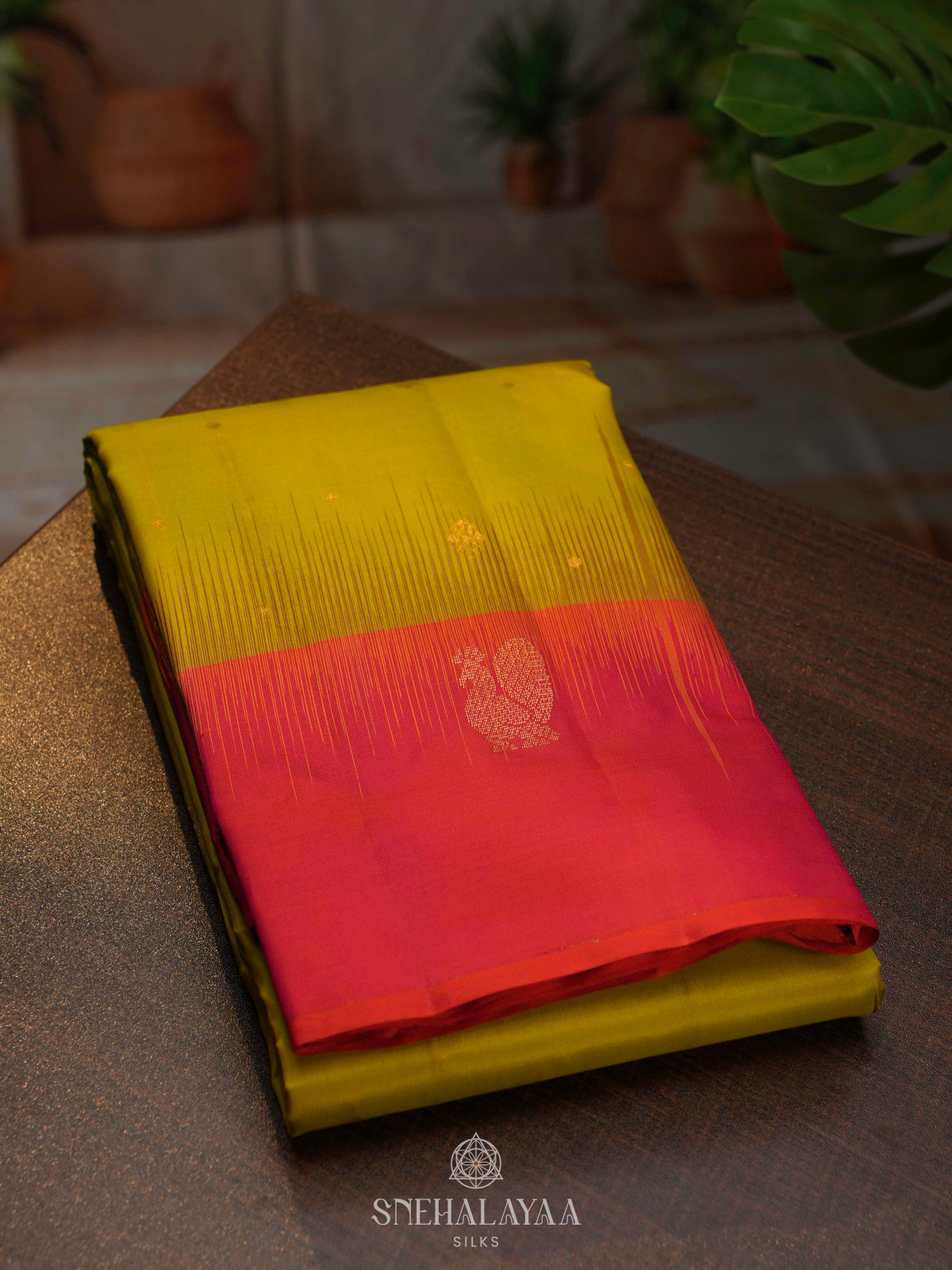 Lime Green Kanjivaram Silk Saree