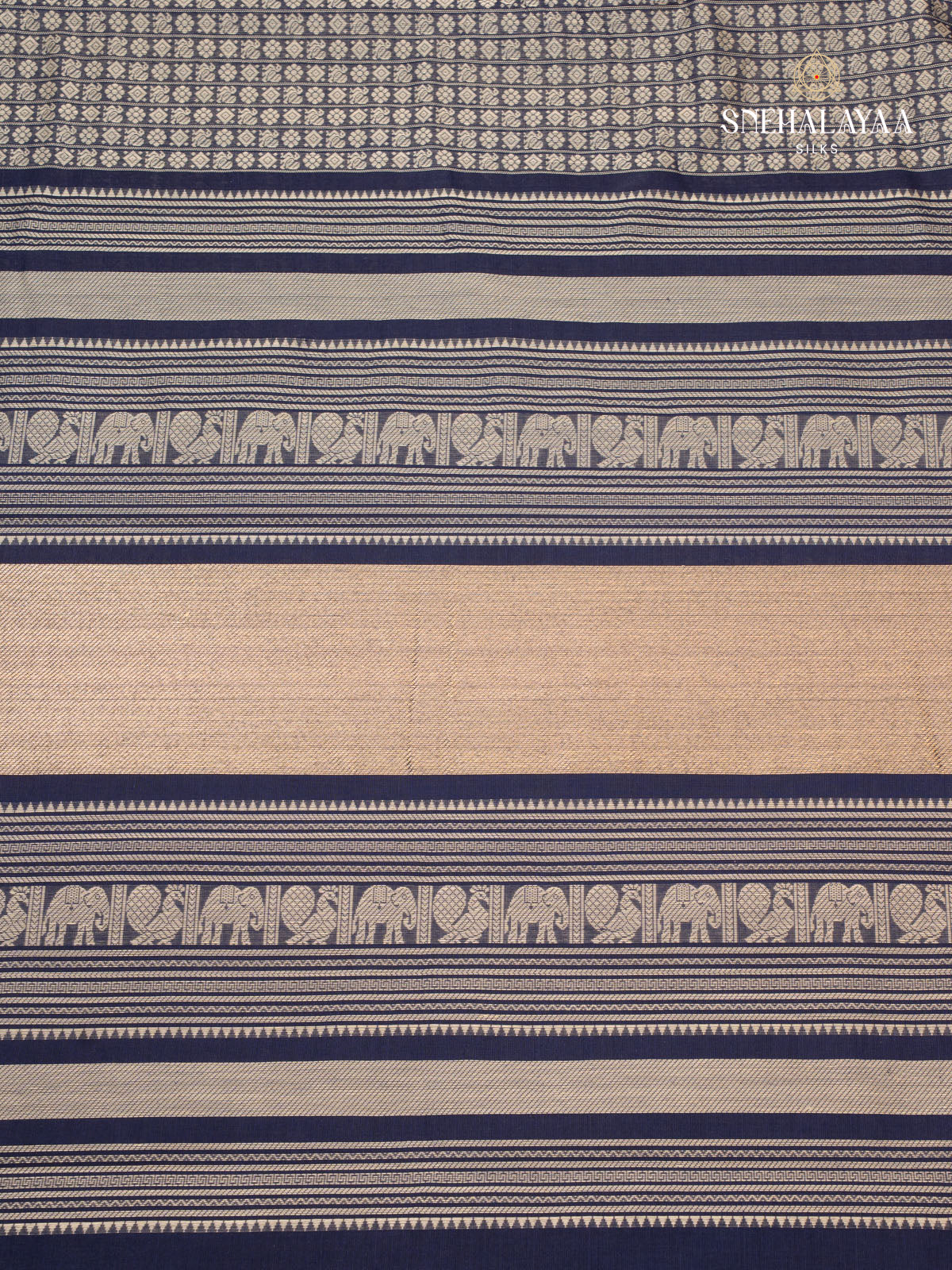 Navy Blue Kanchi Cotton Saree