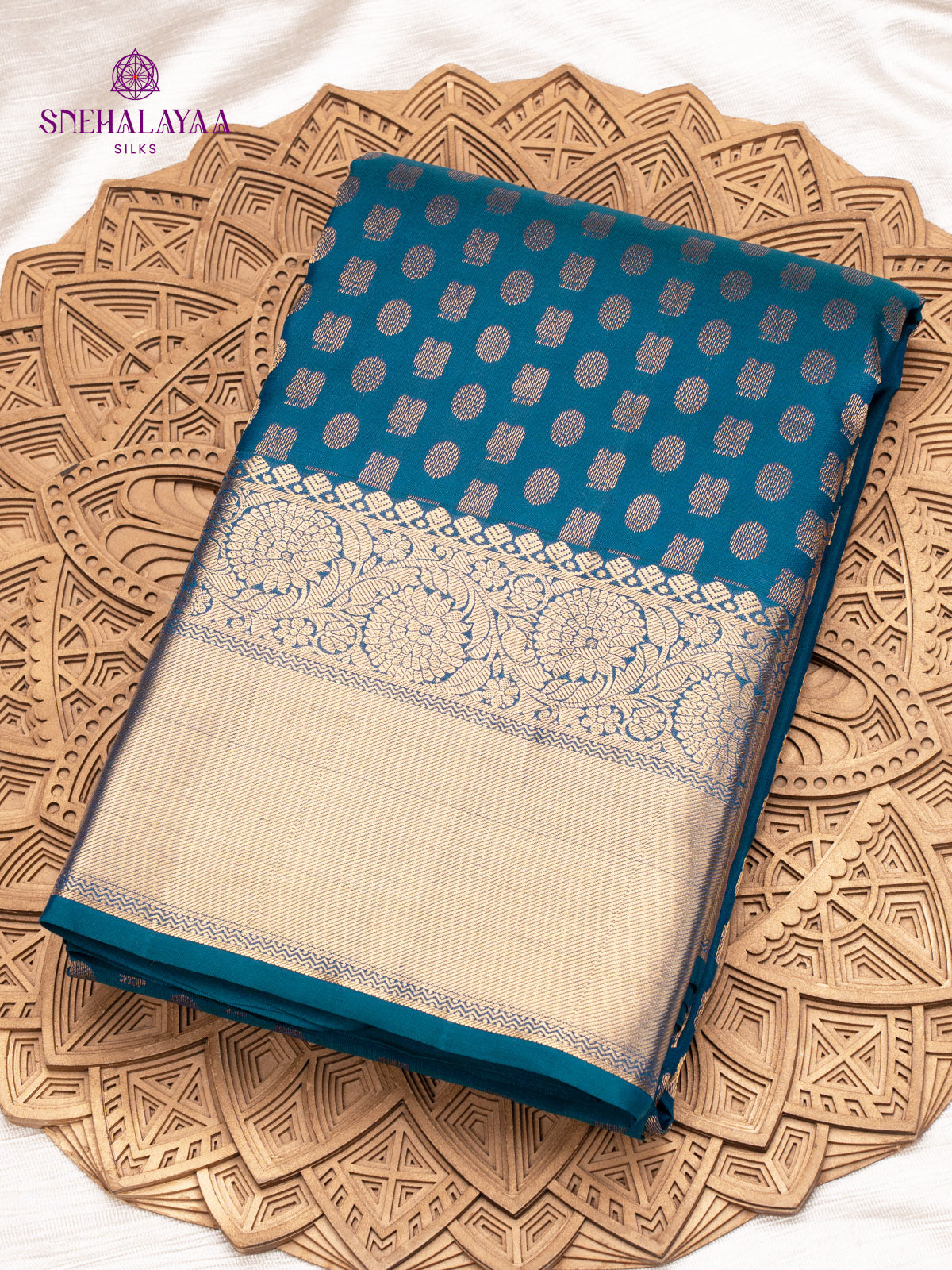 Teal Blue Kanjivaram Silk Saree