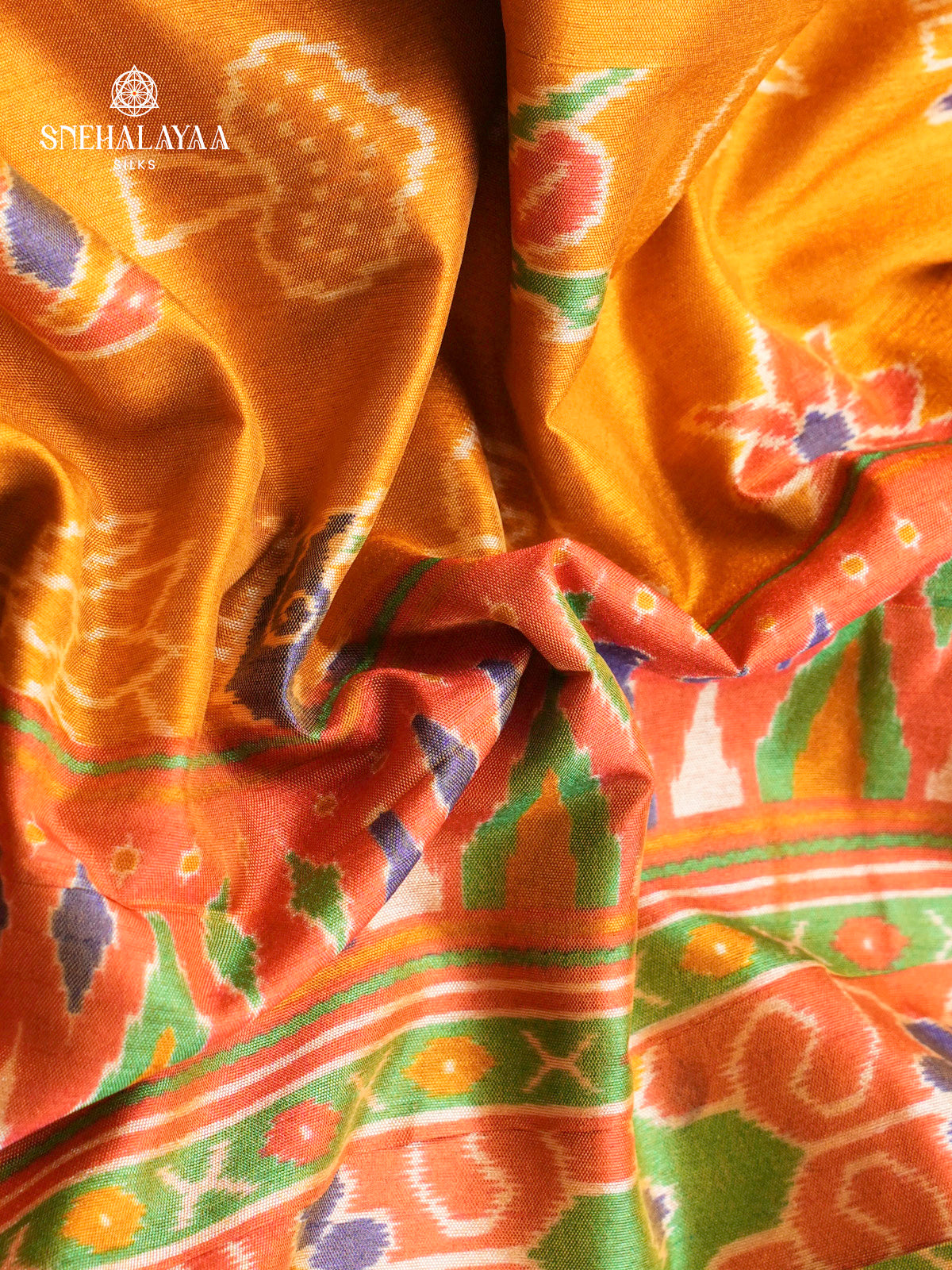 Mango Yellow Ikat Saree