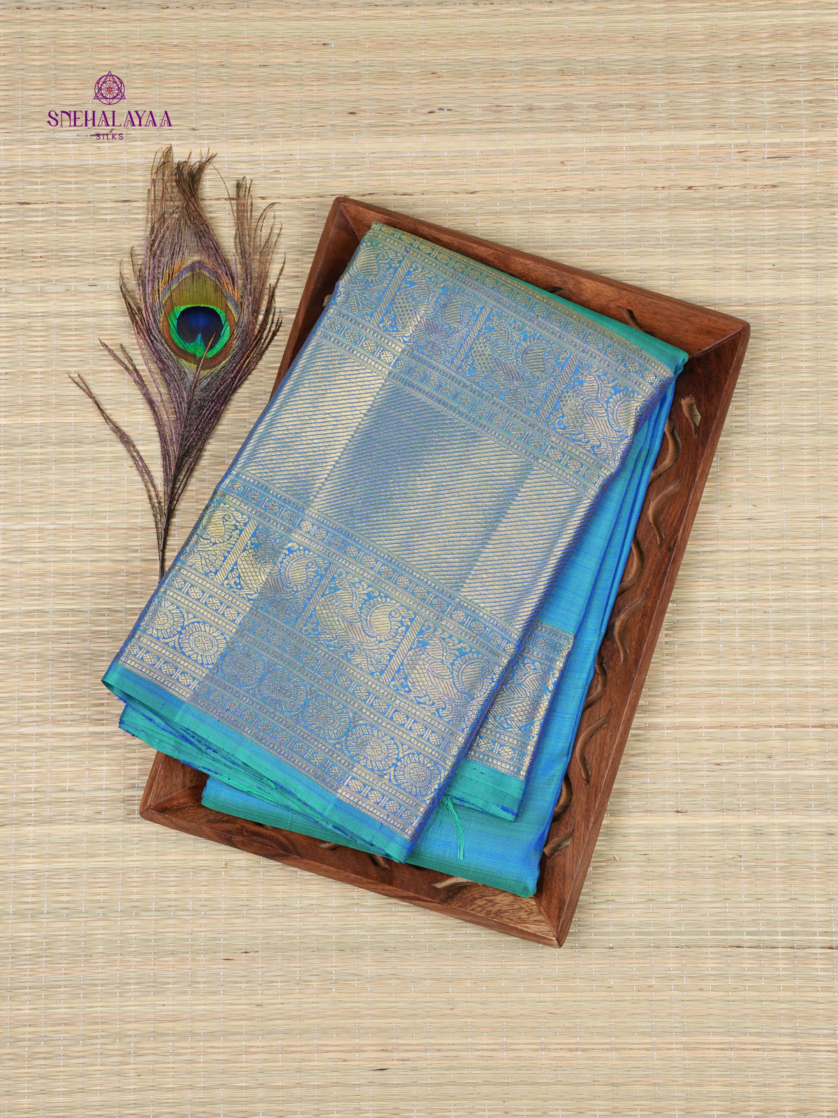 Peacock Blue Kanjivaram Silk Saree