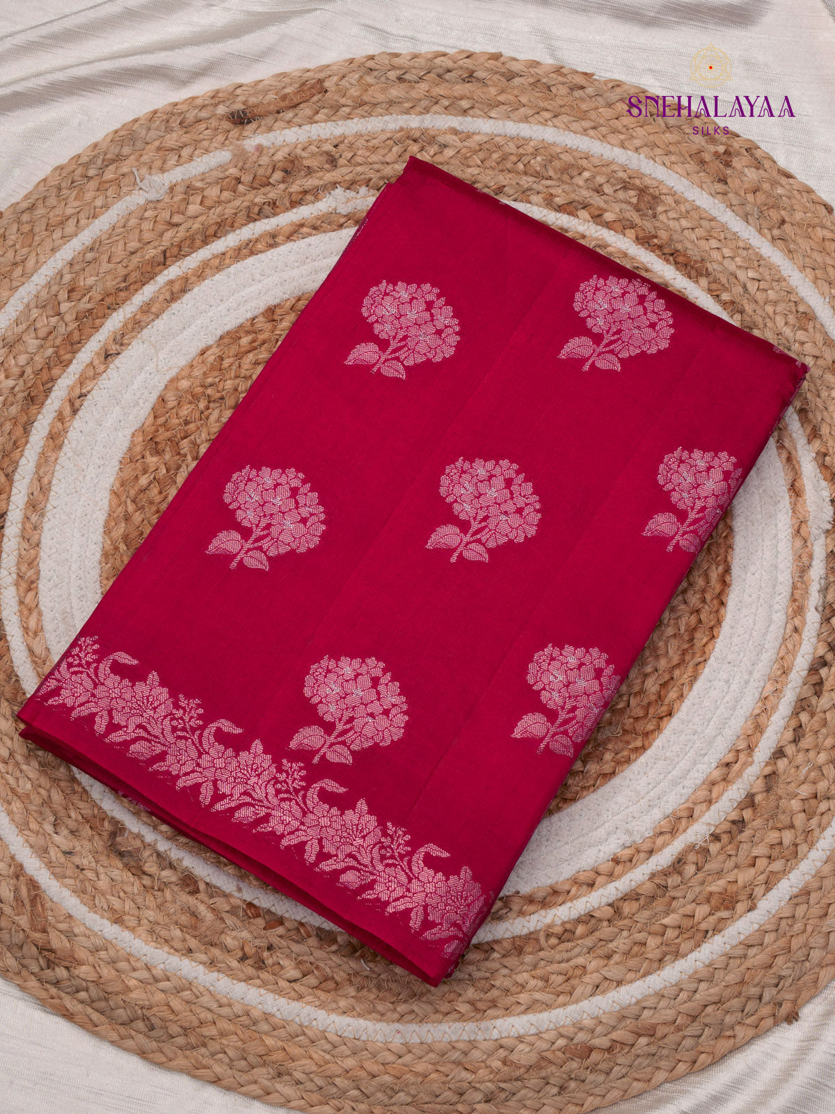 Red Banaras Dupion Saree