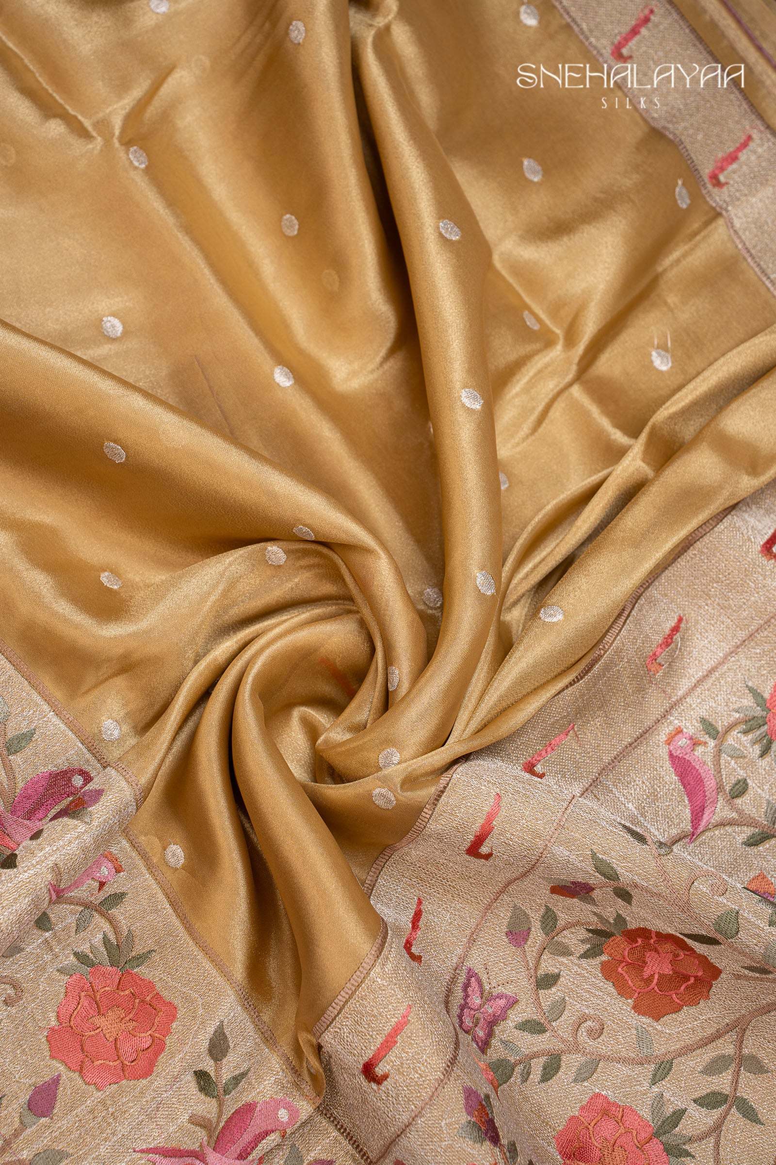 Gold Tissue Embroidery Saree