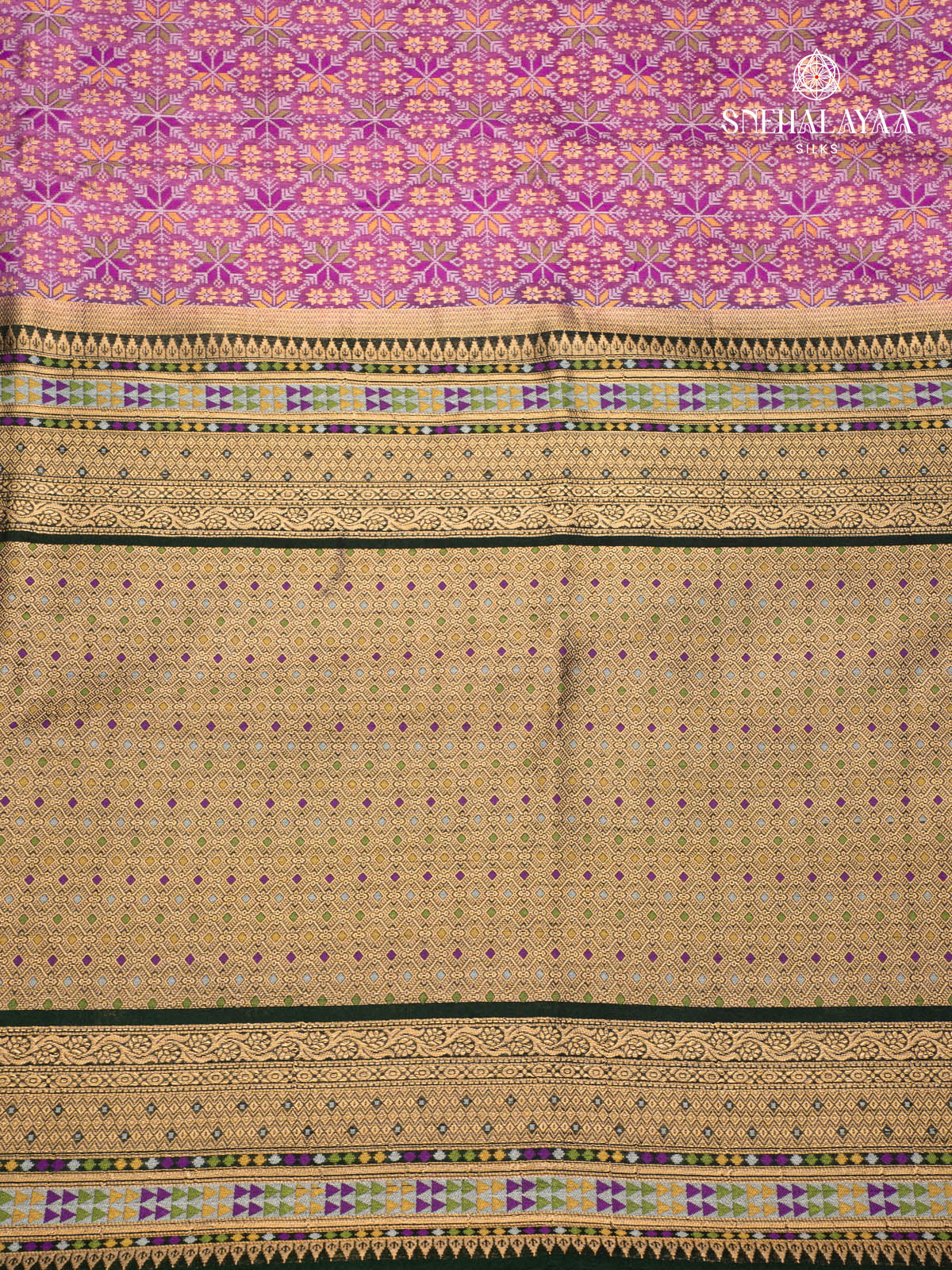 Pink Ikat Silk Saree