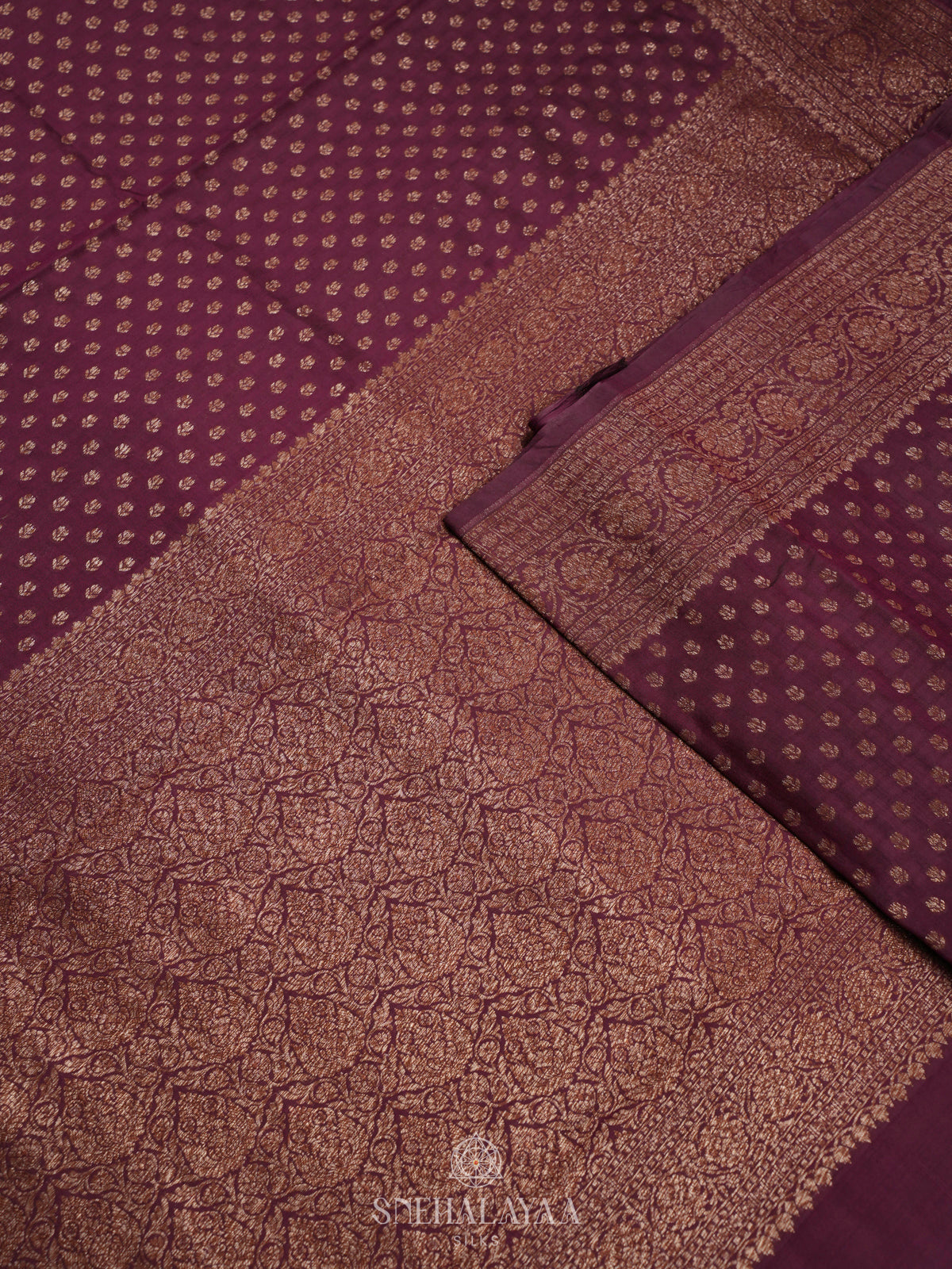 Plum Banaras Raw Silk Saree