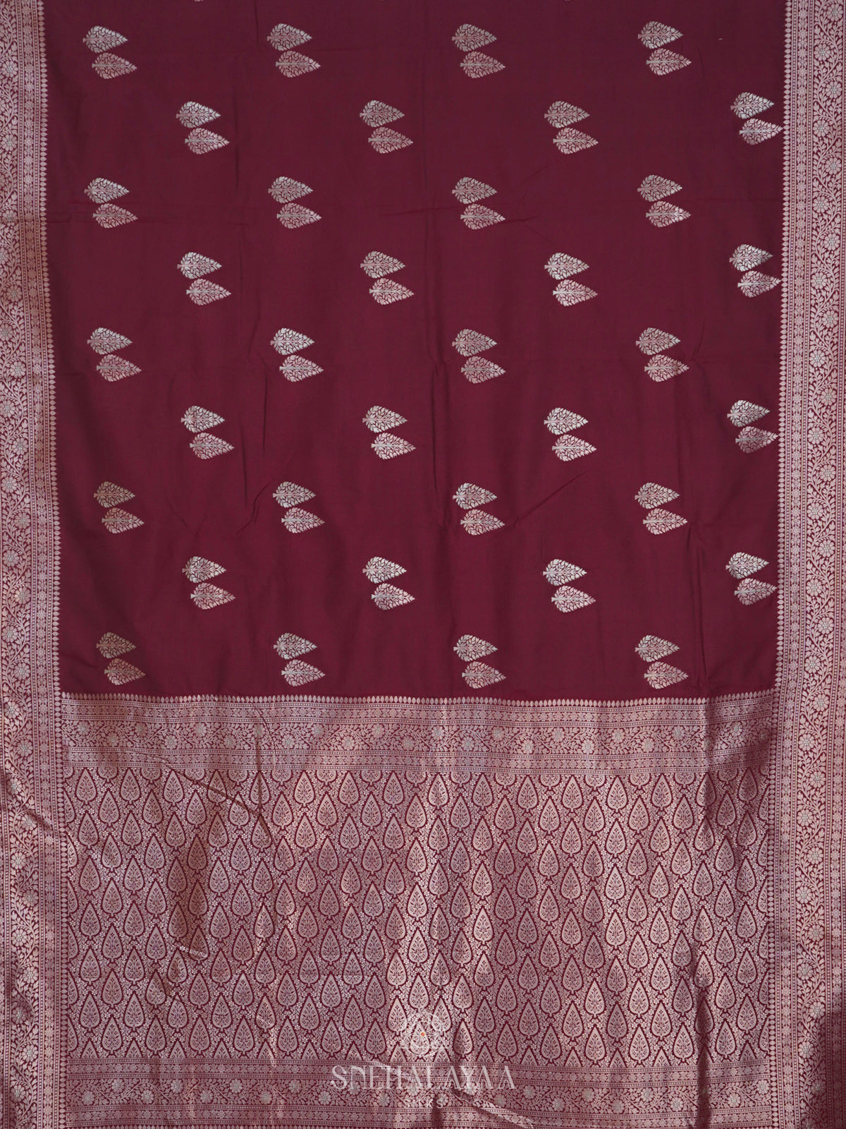 Burgundy Banaras Saree